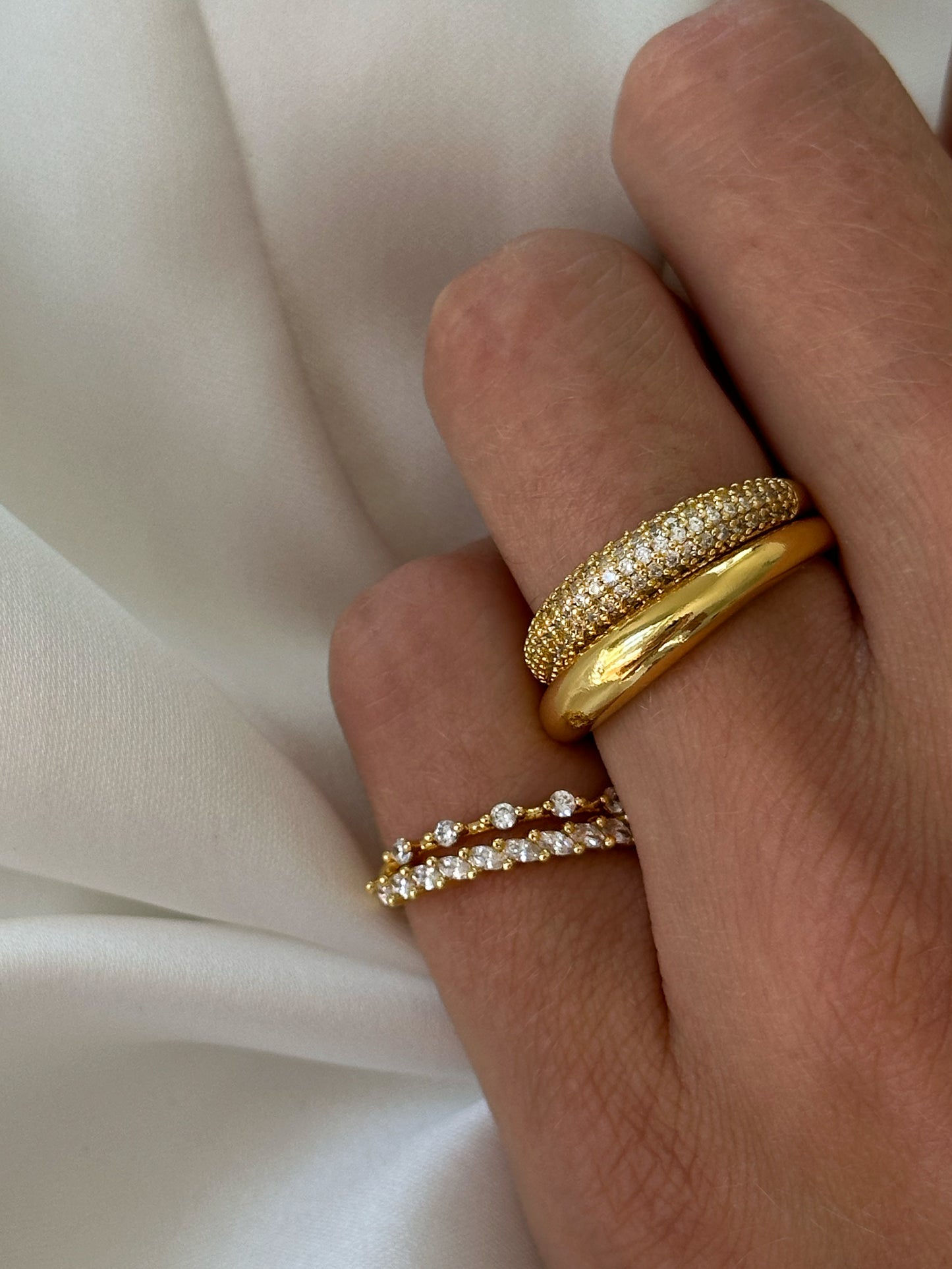 thin dome ring 18k gold plated brass