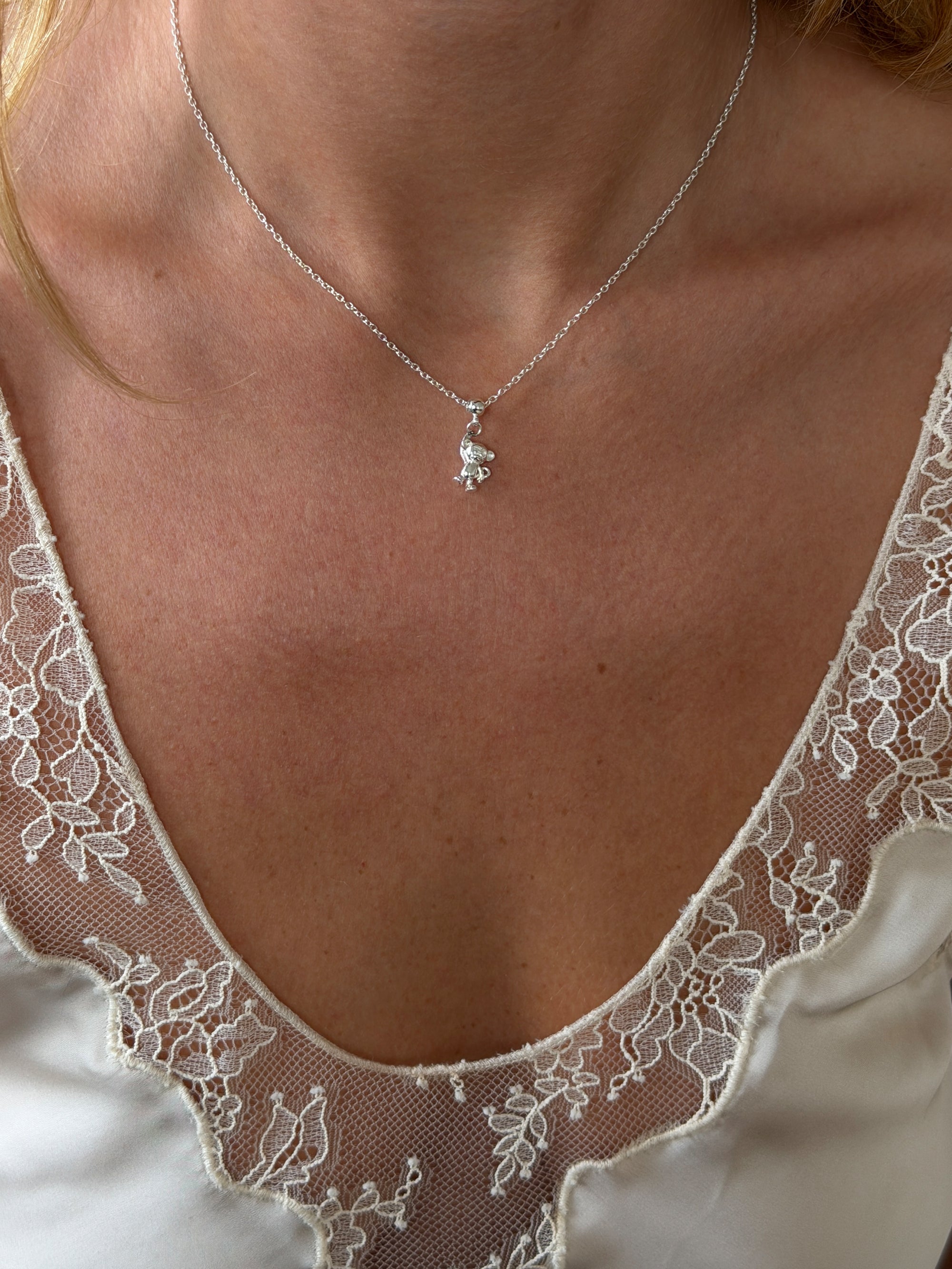 monkey charm 925 silver plated stainless steel