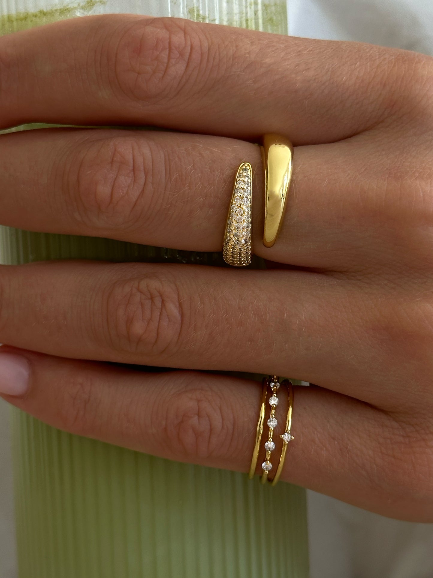 adjustable duo ring 18k gold plated brass