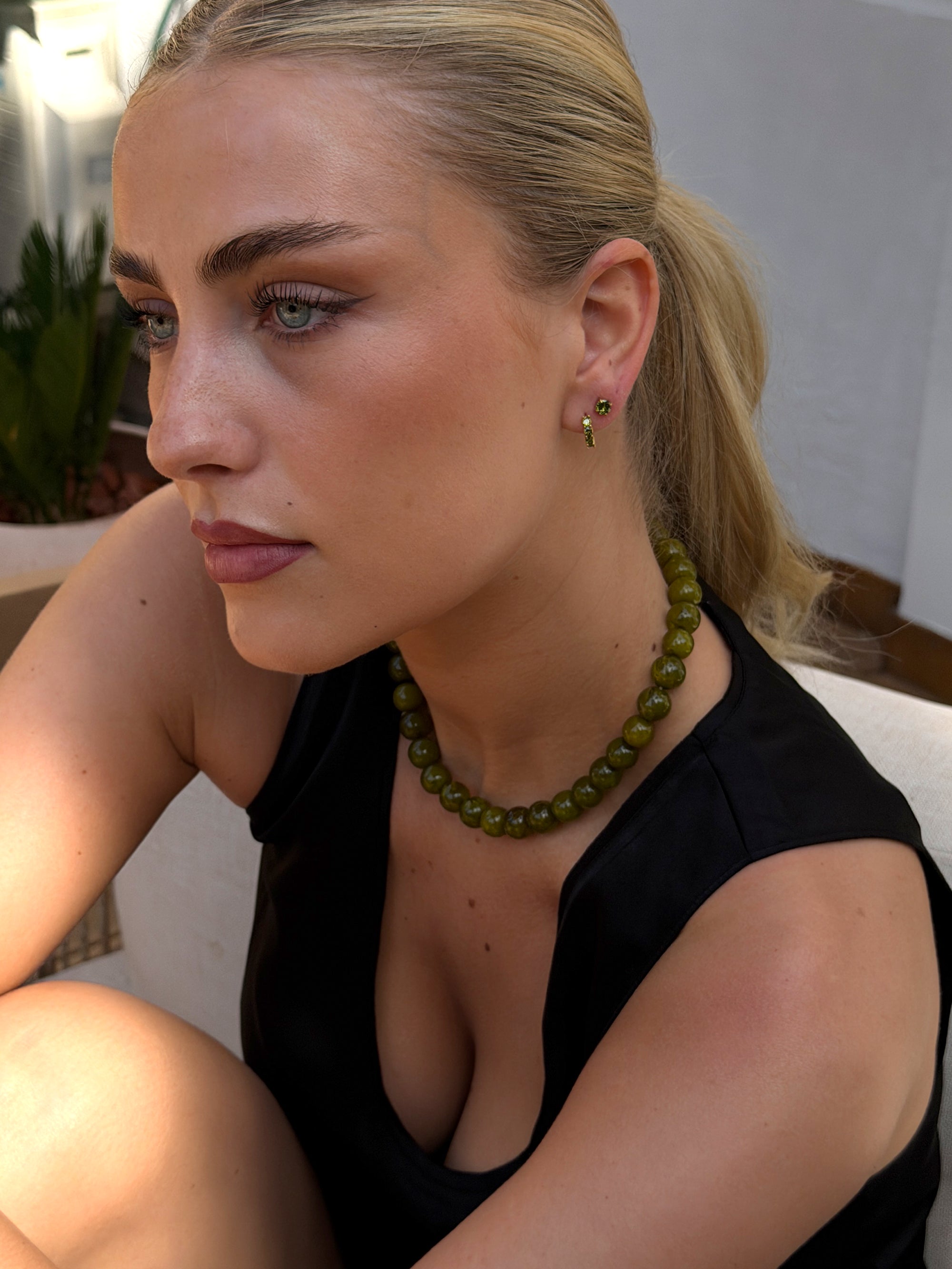 olive ora stud, huggie Waterproof 18k gold PVD plated steel