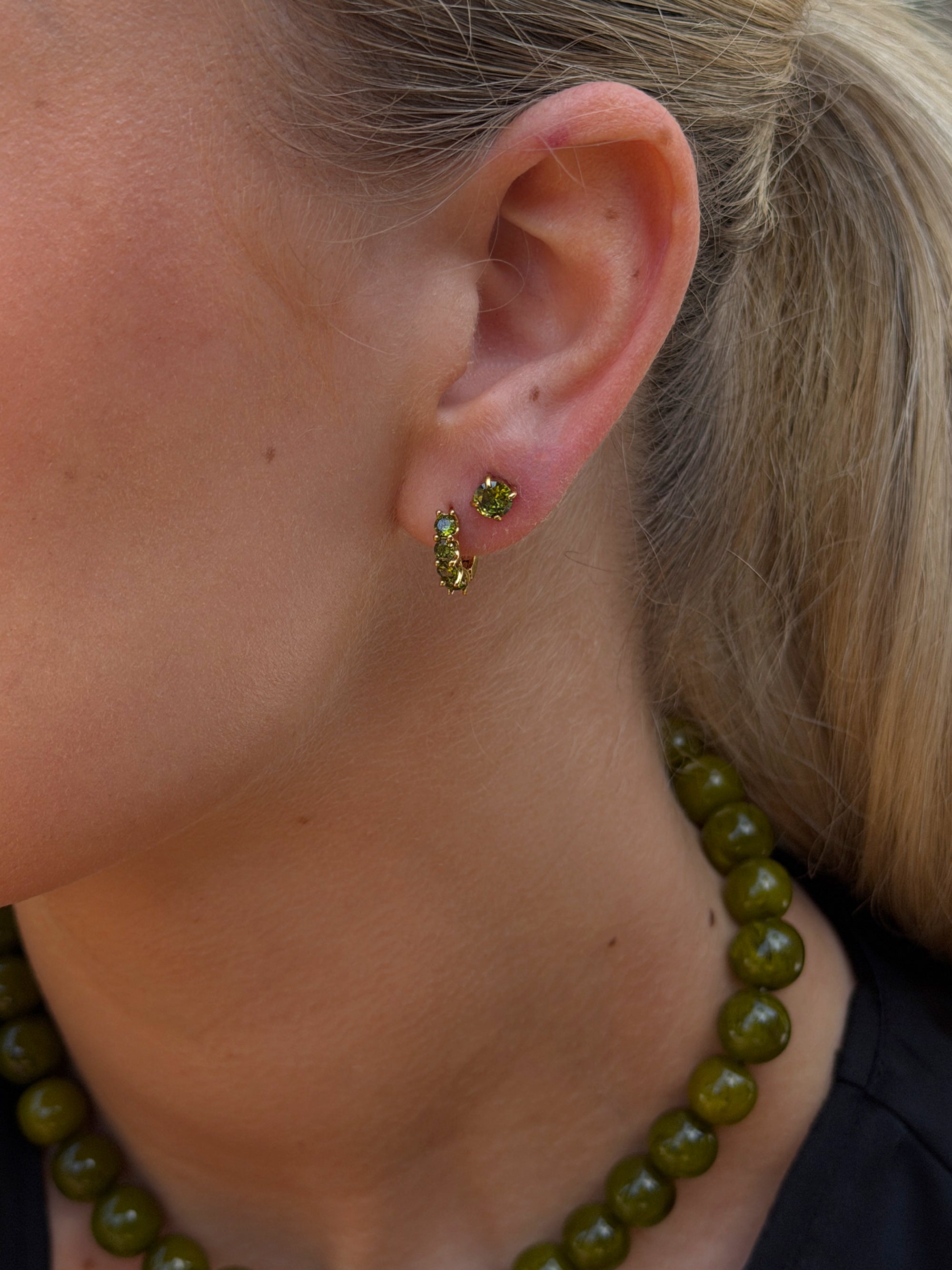 olive ora stud, huggie Waterproof 18k gold PVD plated steel