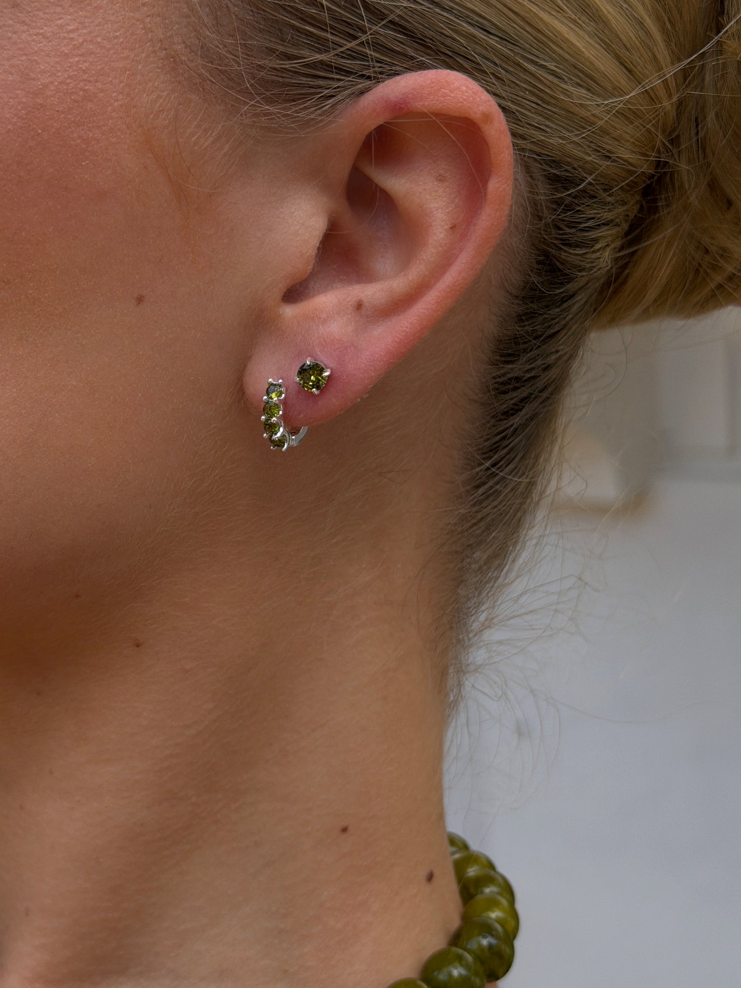 olive ora stud, huggie 925 silver plated stainless steel