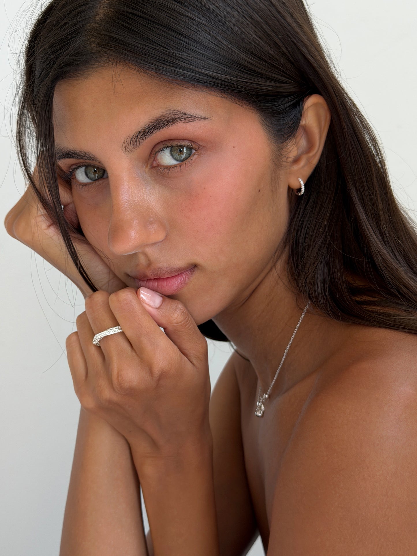 twisted ring, 1mm ora huggie 925 silver plated stainless steel 