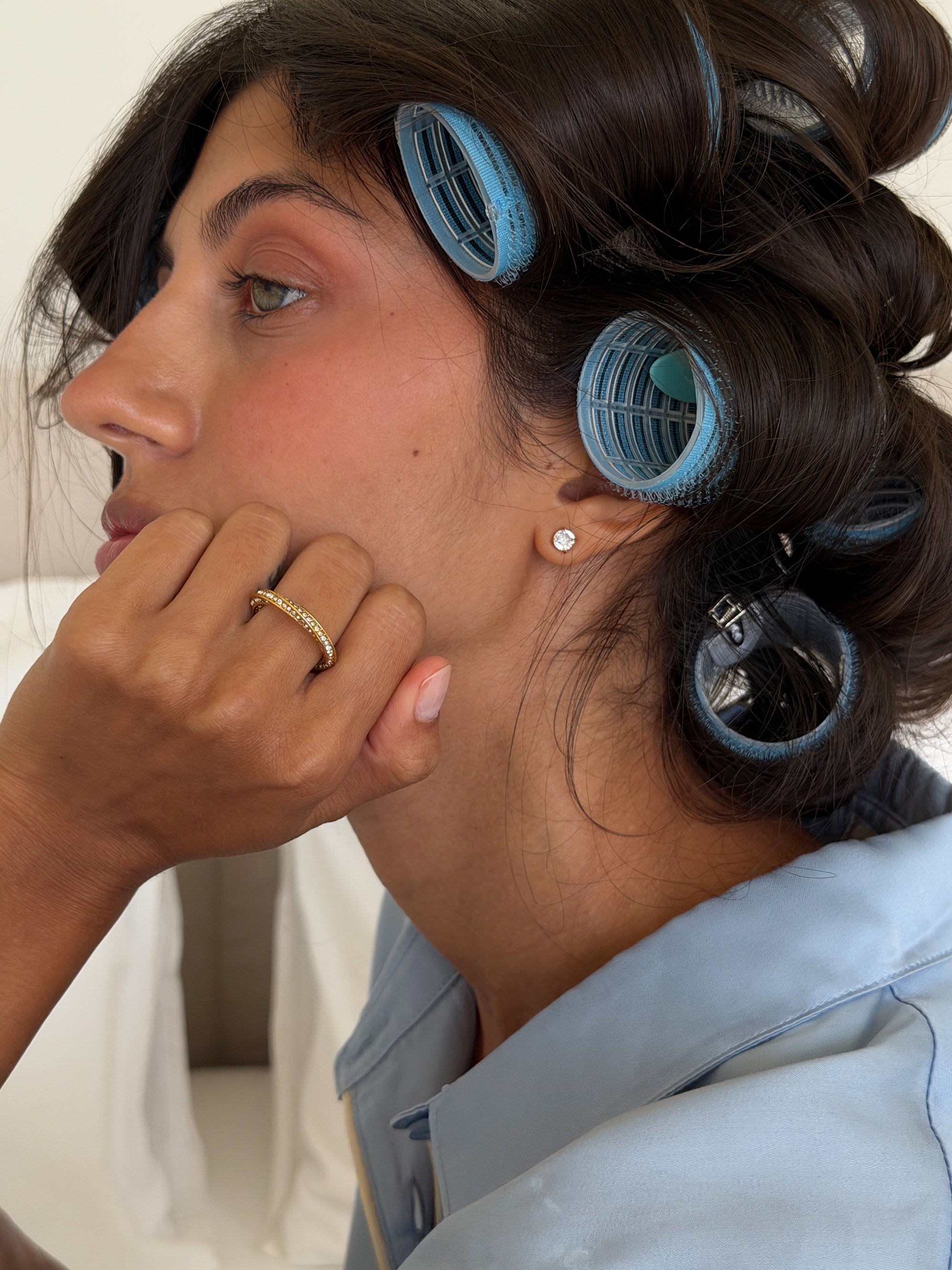 ora stud, ora twisted ring Waterproof 18k gold PVD plated steel