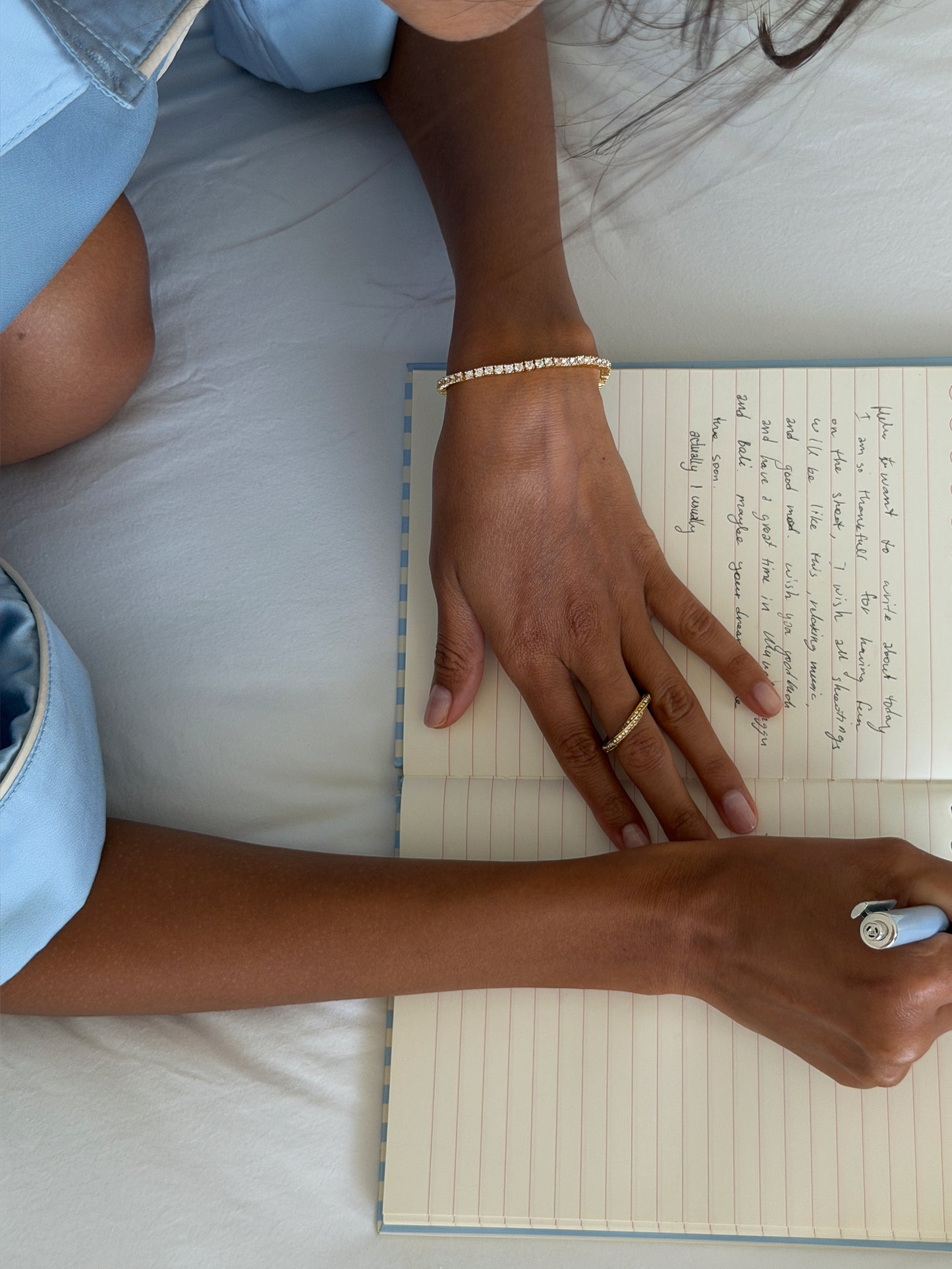 ora tennis bracelet, twisted ring 18k gold plated brass