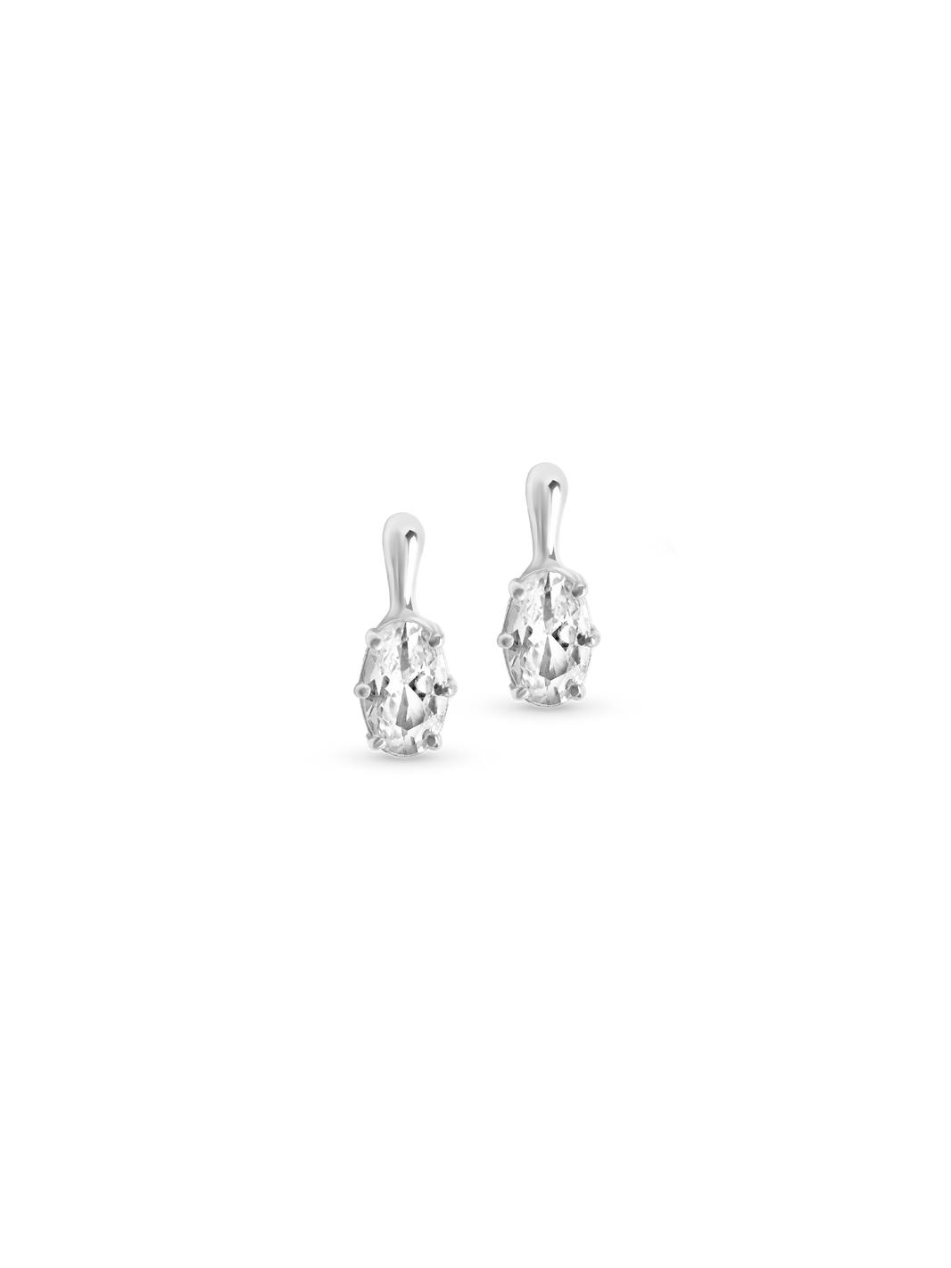 Oval Cut Drop Earring Silver