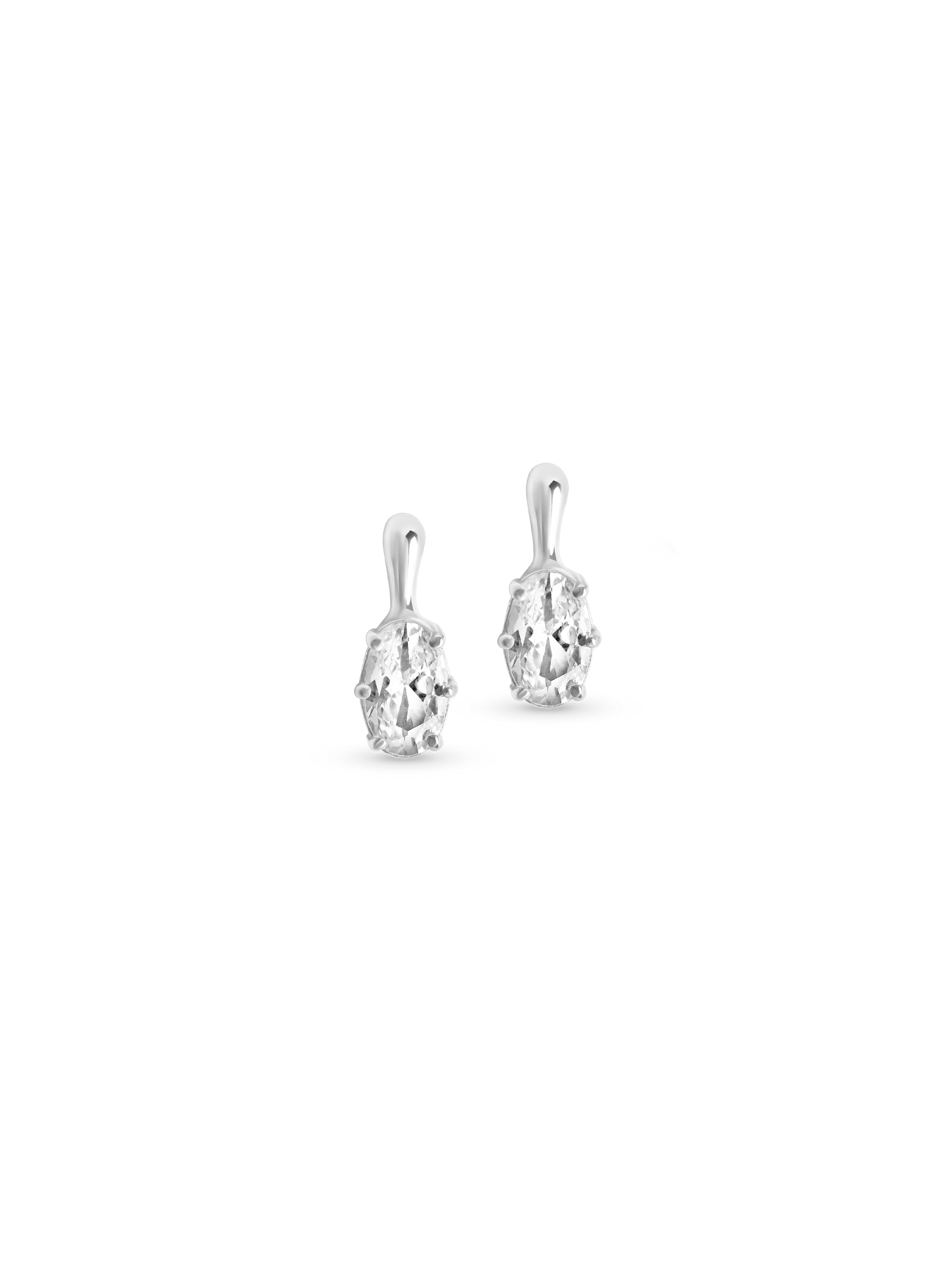 Oval Cut Drop Earring Silver