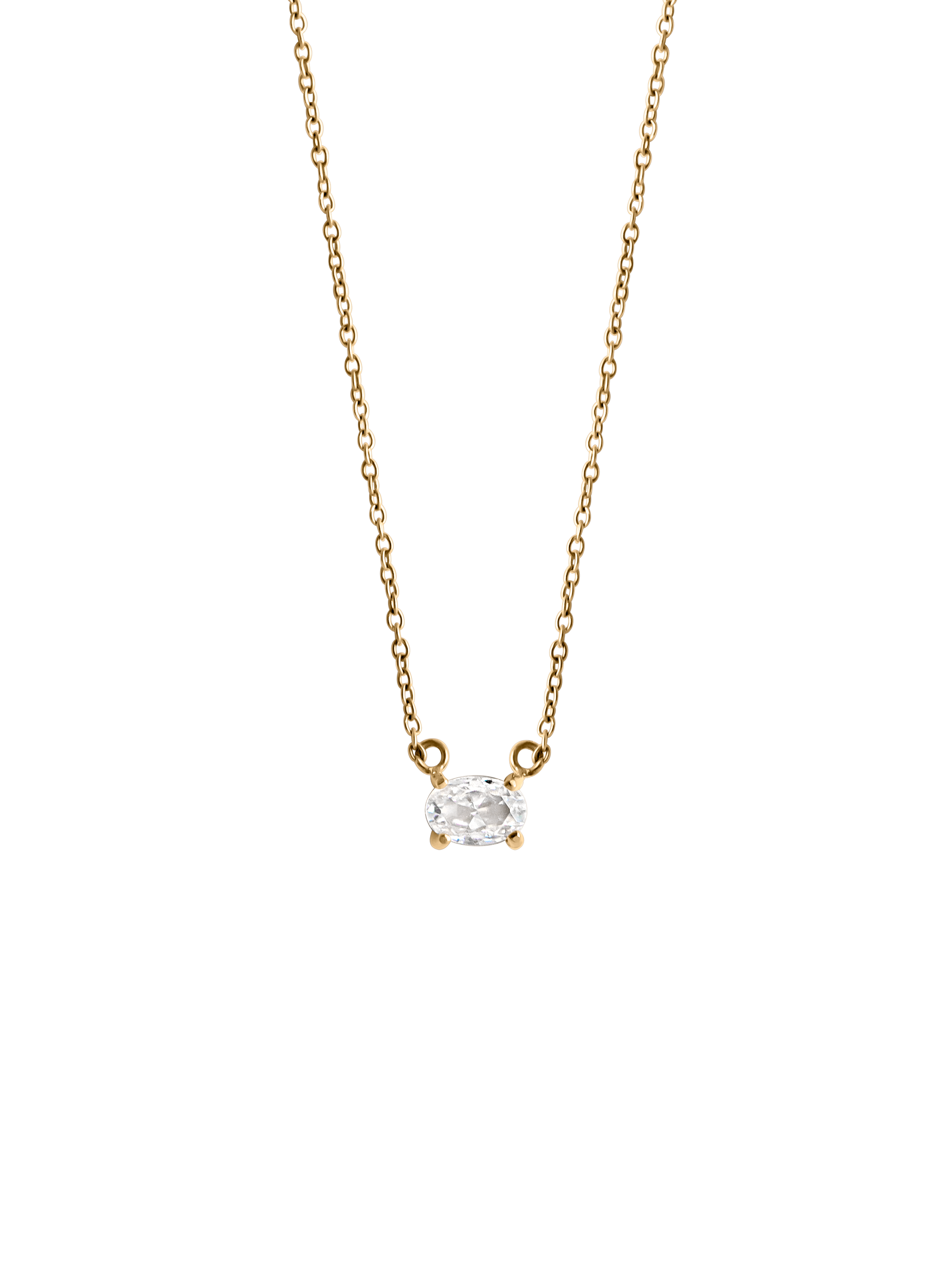 oval cut necklace Waterproof 18k gold PVD plated steel