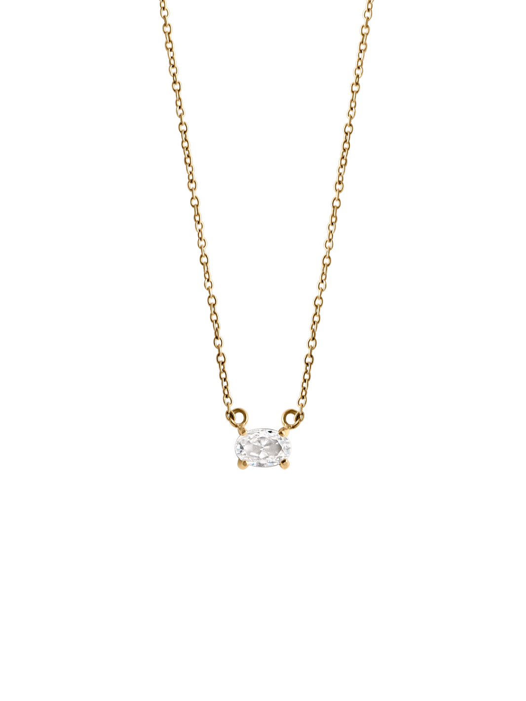 oval cut necklace Waterproof 18k gold PVD plated steel