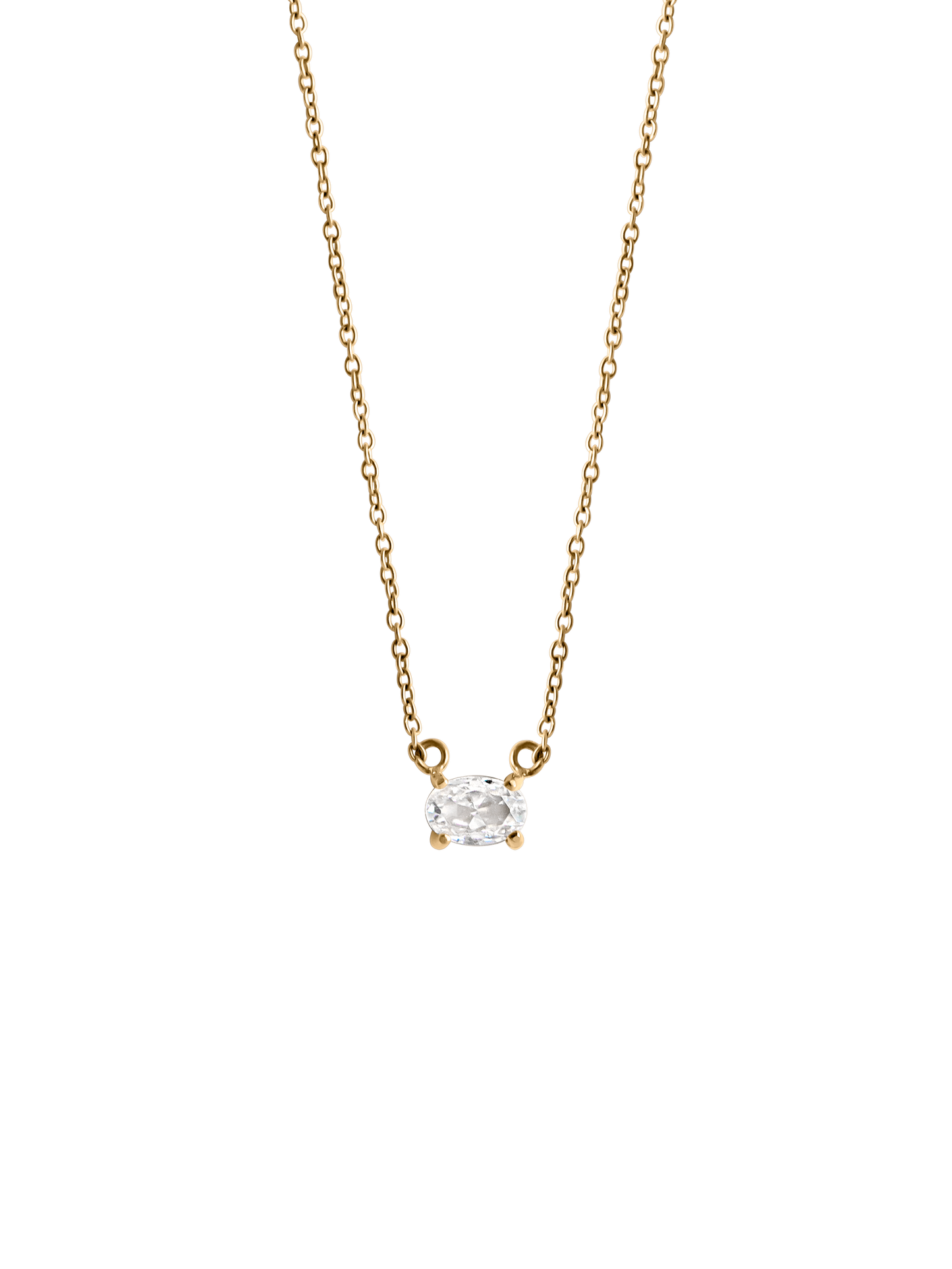 oval cut necklace Waterproof 18k gold PVD plated steel