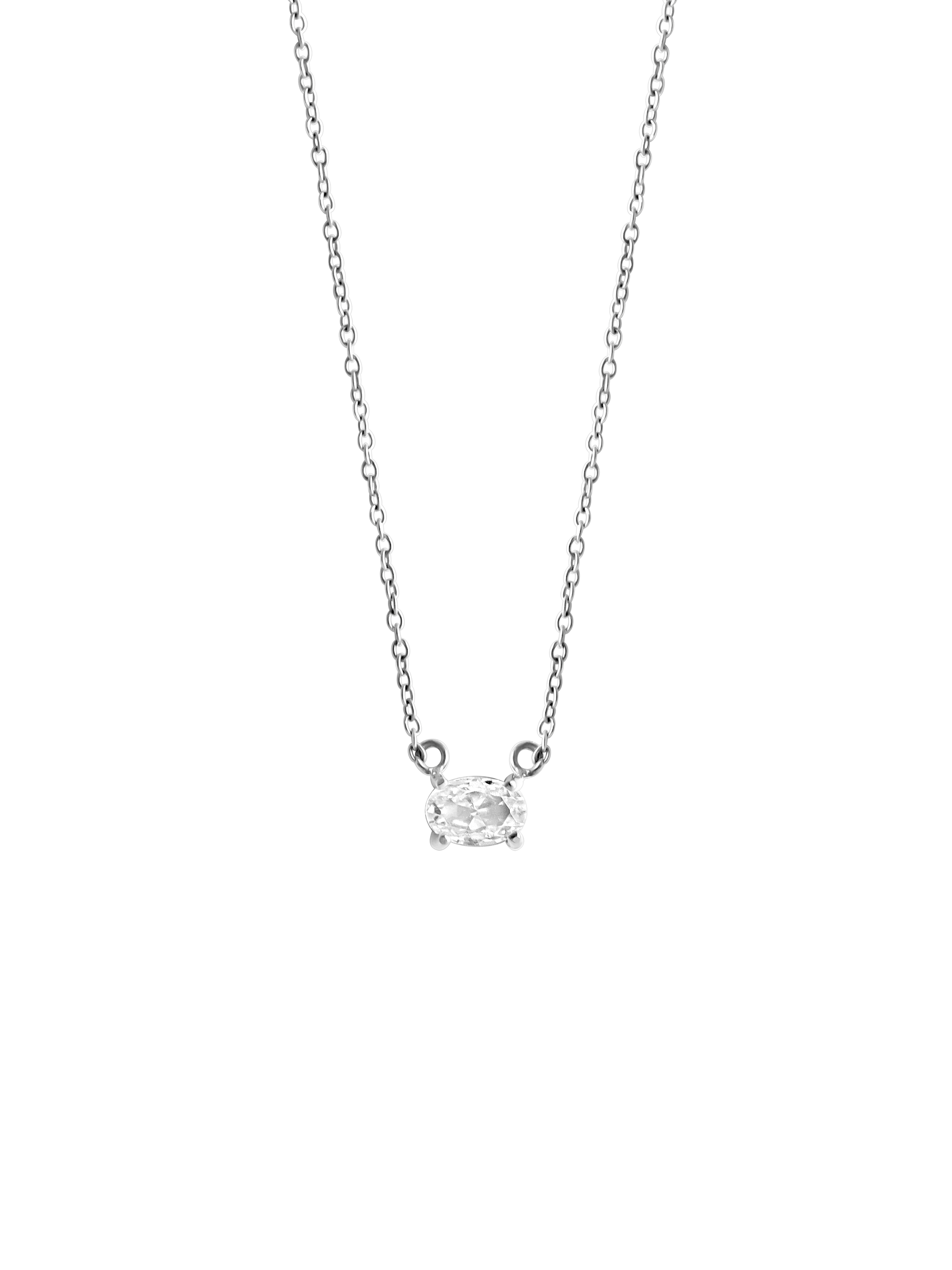 oval cut necklace 925 silver plated stainless steel