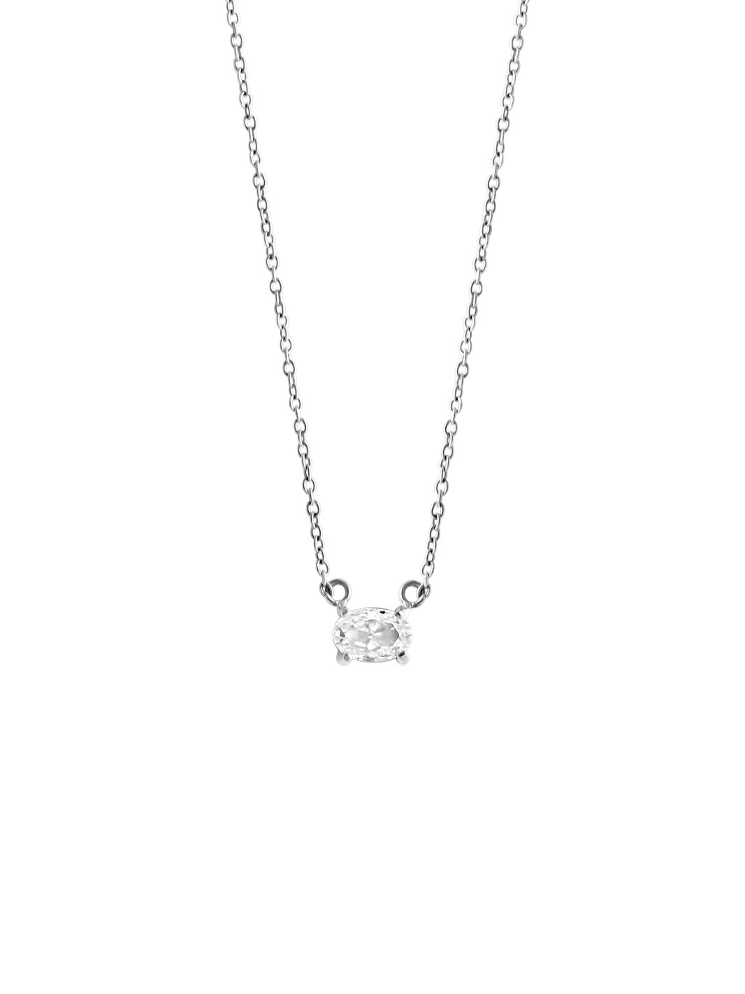 oval cut necklace 925 silver plated stainless steel
