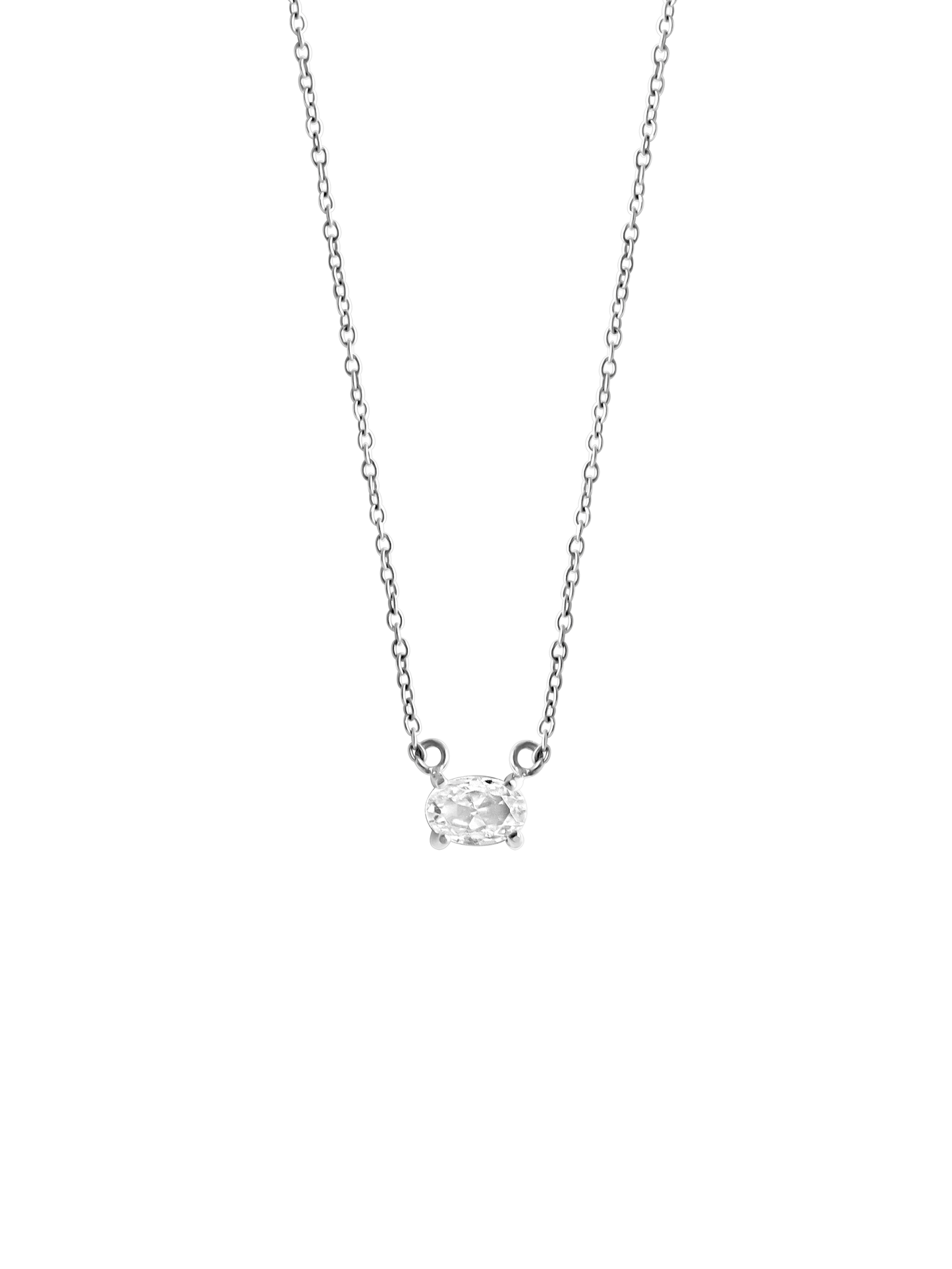oval cut necklace 925 silver plated stainless steel