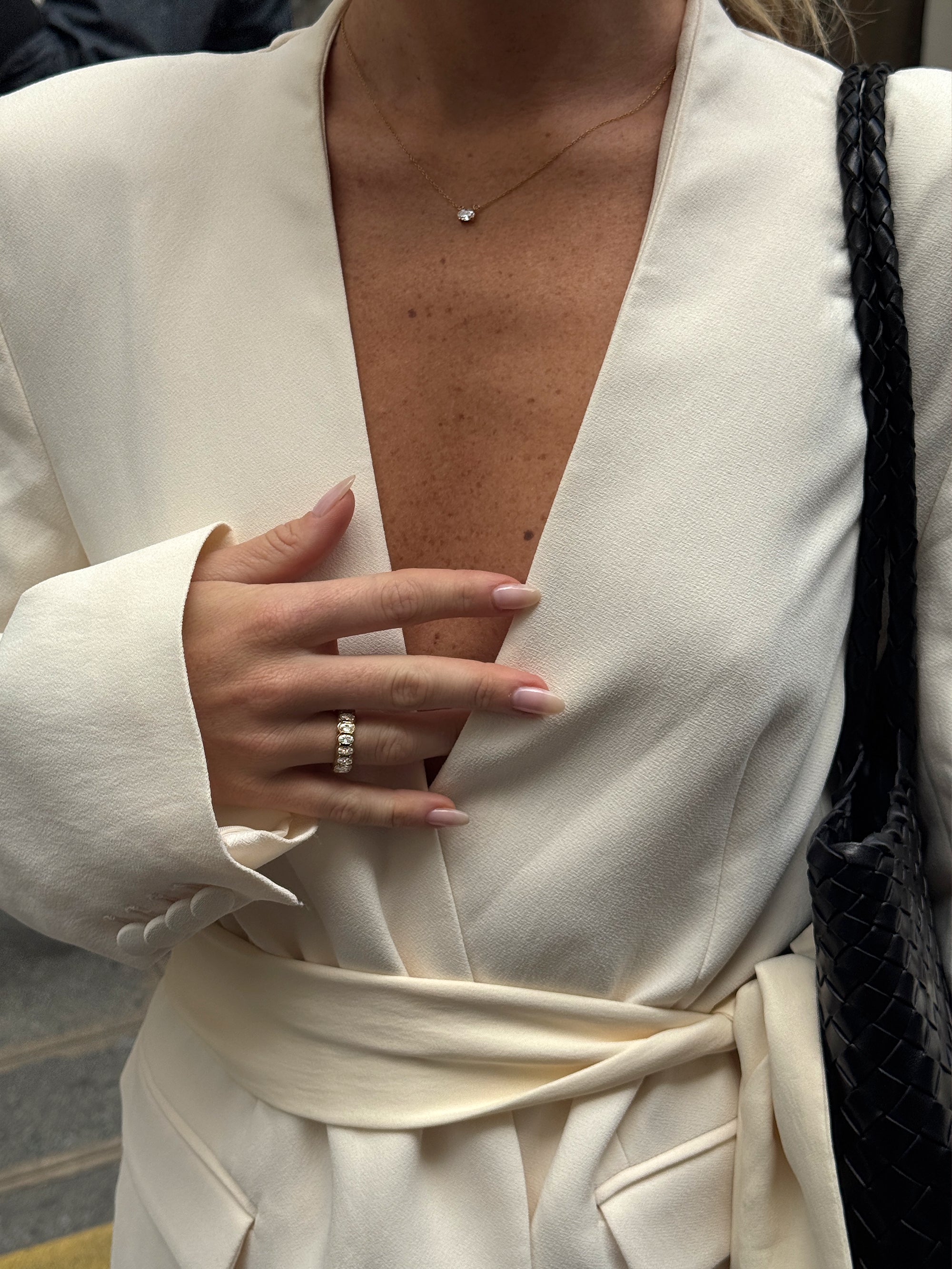oval cut necklace, oval cut ring Waterproof 18k gold PVD plated steel