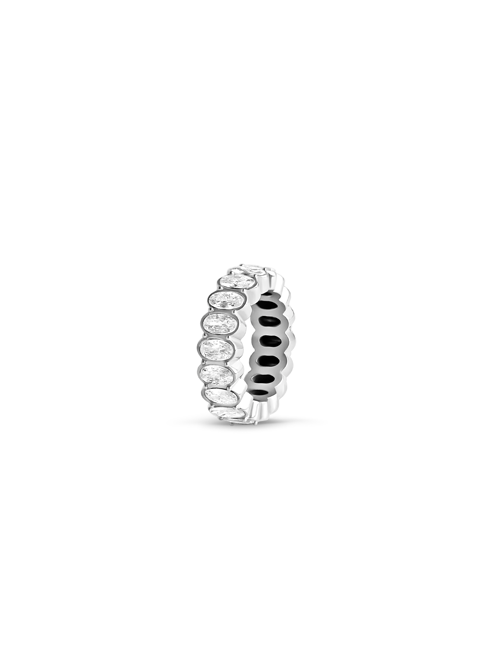 oval cut ring 925 silver plated stainless steel