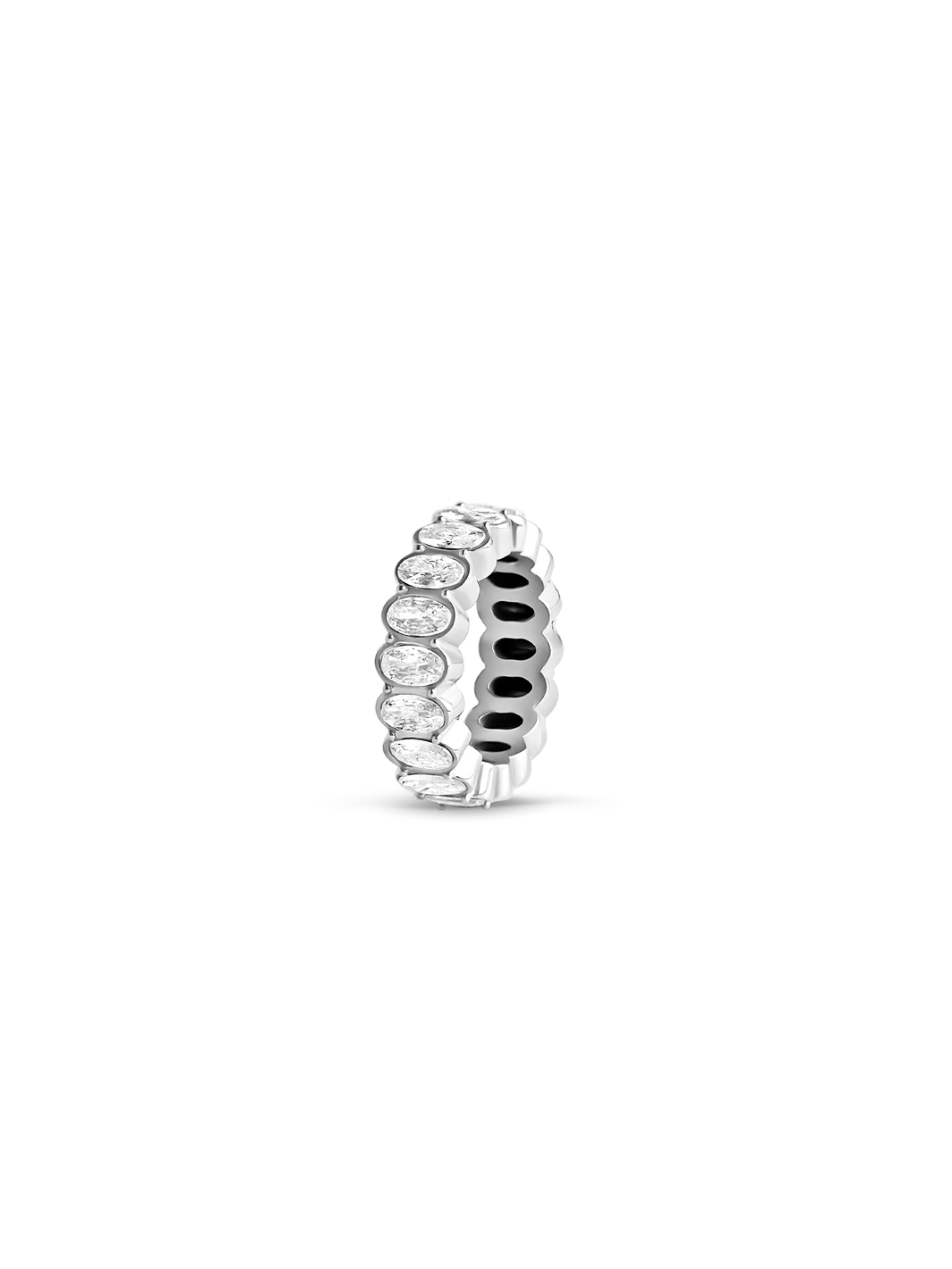 oval cut ring 925 silver plated stainless steel