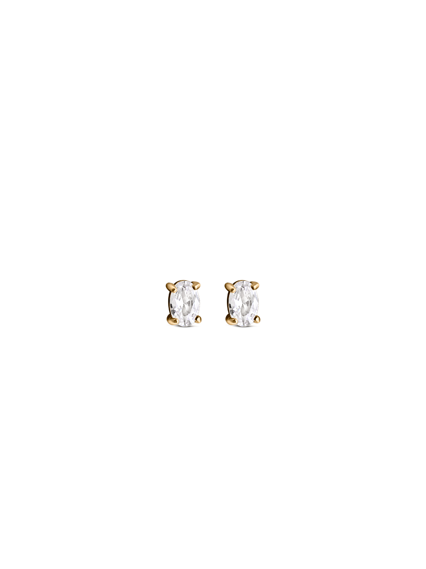 oval cut stud Waterproof 18K gold PVD plated steel