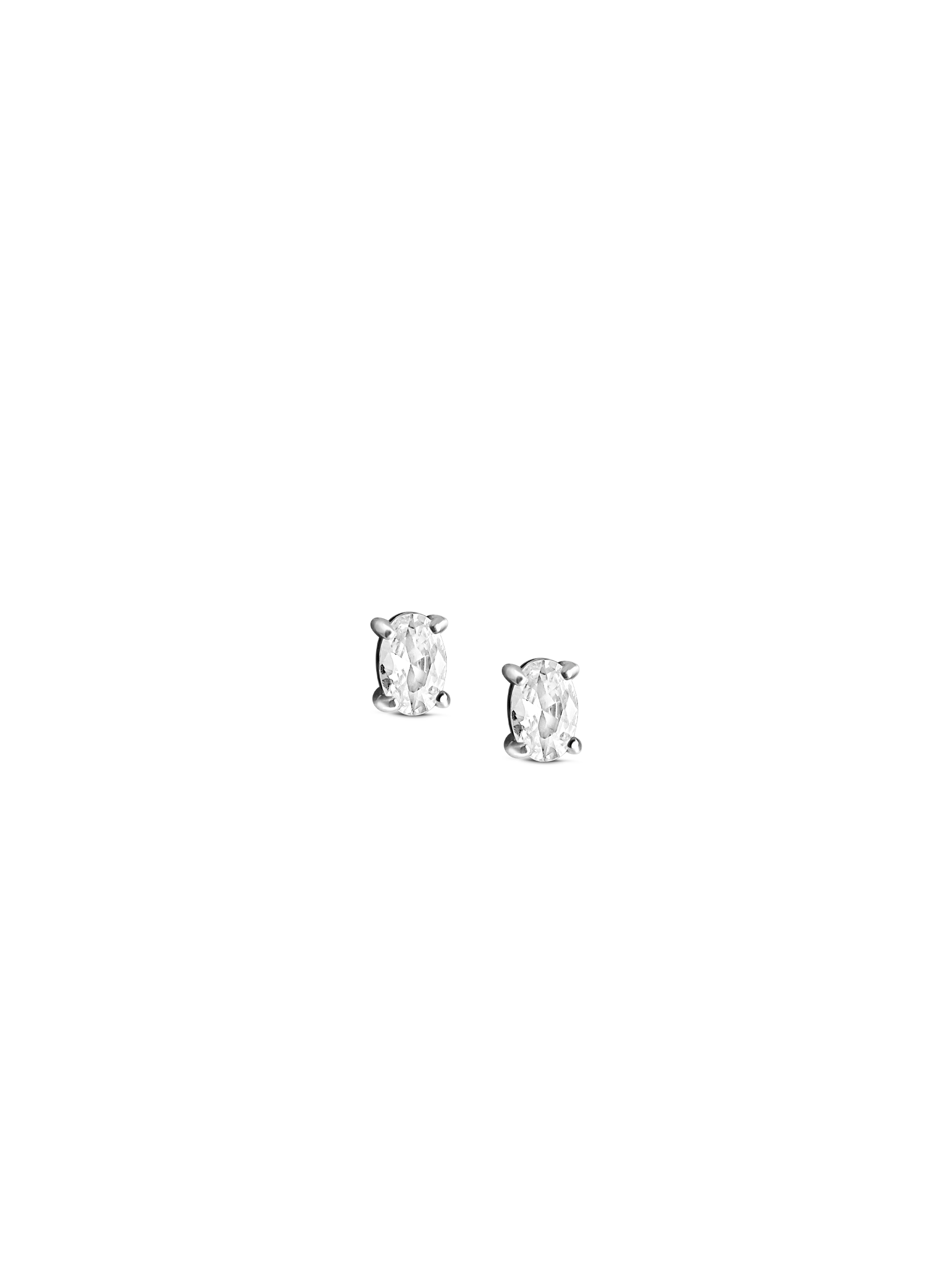 oval cut stud 925 silver plated stainless steel