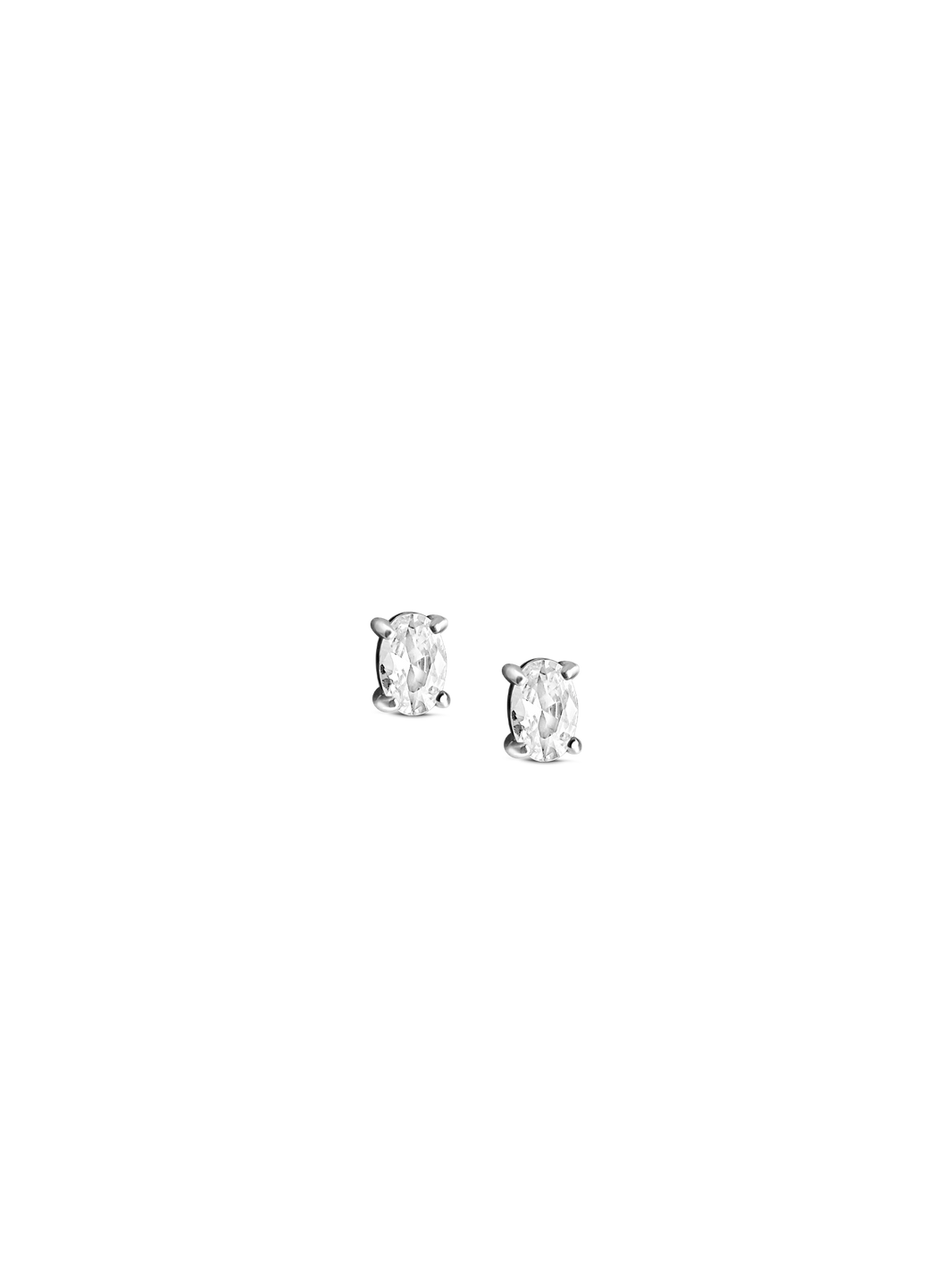 oval cut stud 925 silver plated stainless steel