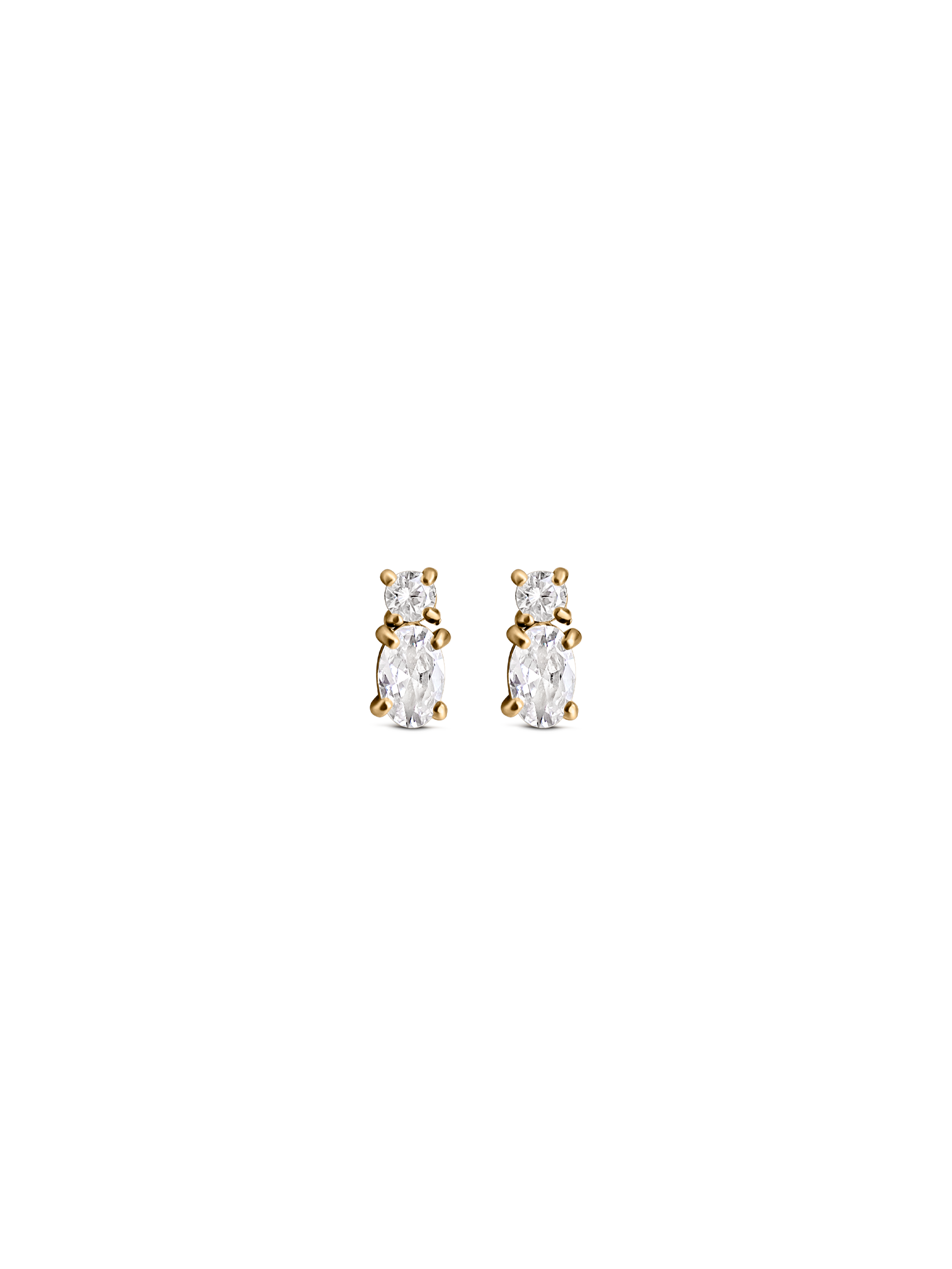 oval duo cut stud Waterproof 18k gold PVD plated steel