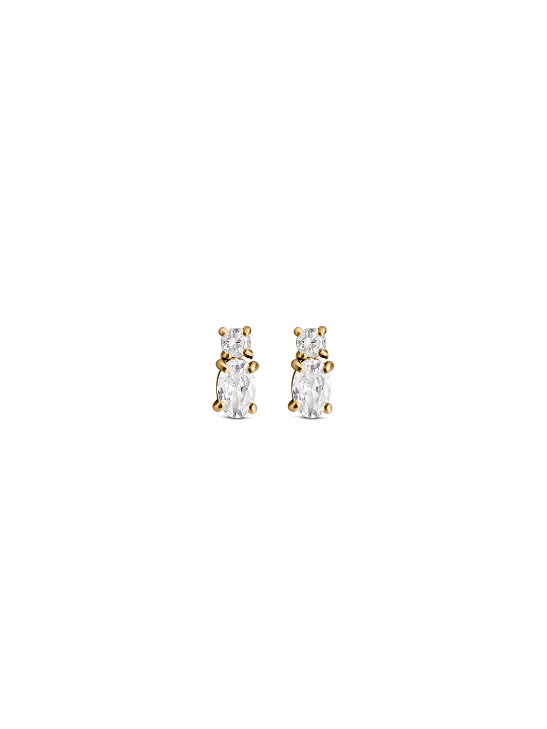 oval duo cut stud Waterproof 18k gold PVD plated steel