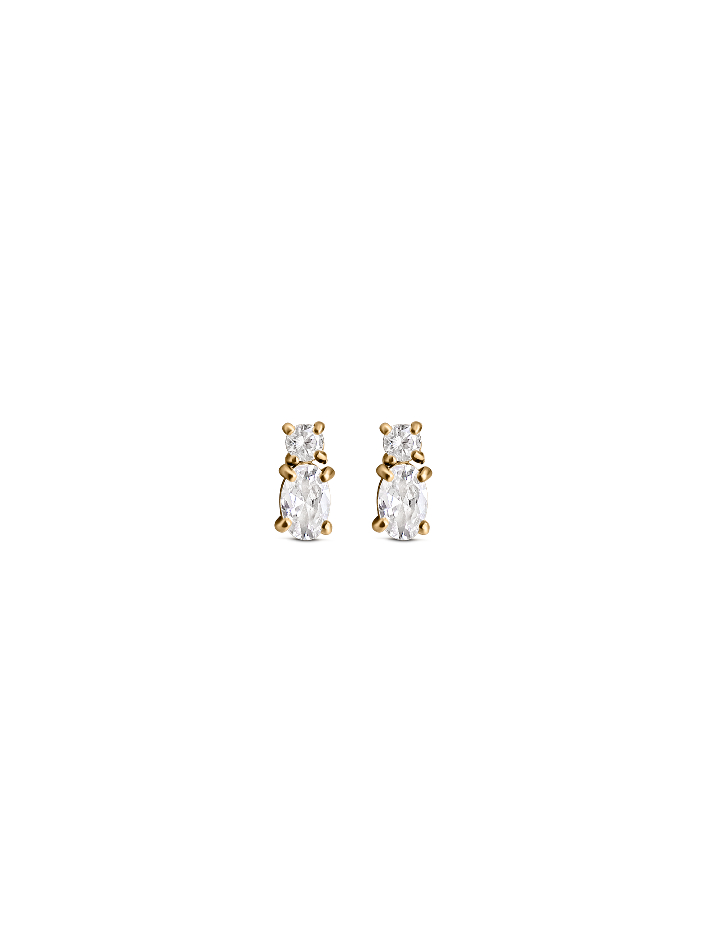 oval duo cut stud Waterproof 18k gold PVD plated steel
