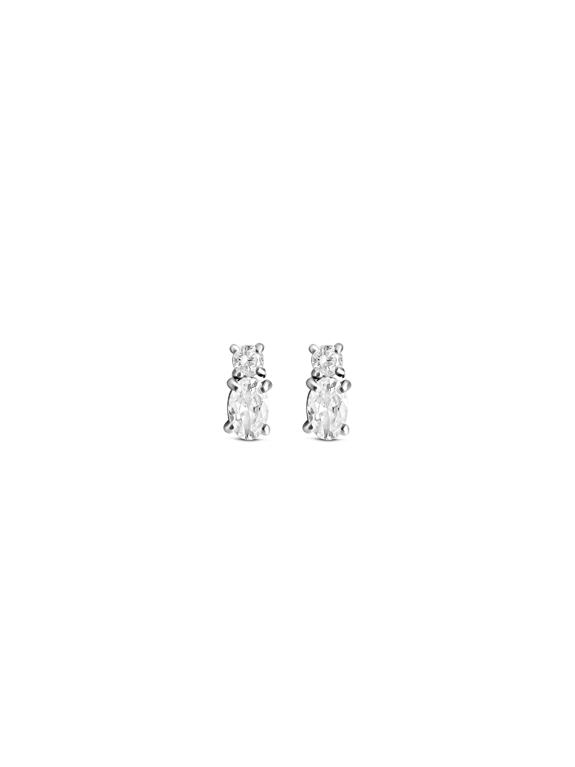 oval duo cut stud 925 silver plated stainless steel