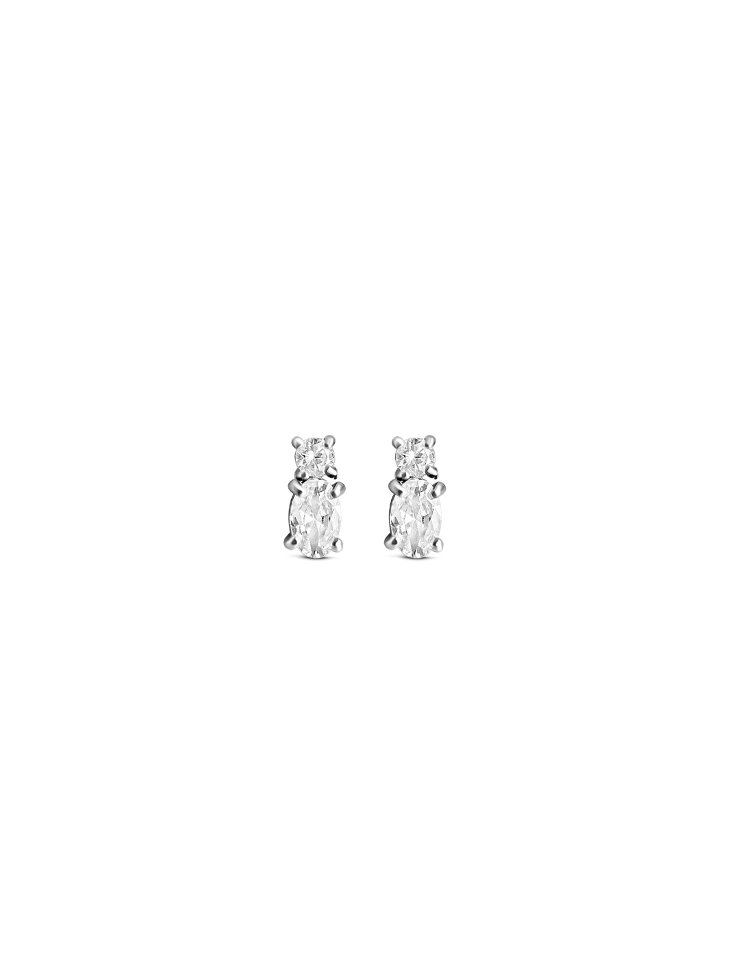 oval duo cut stud 925 silver plated stainless steel
