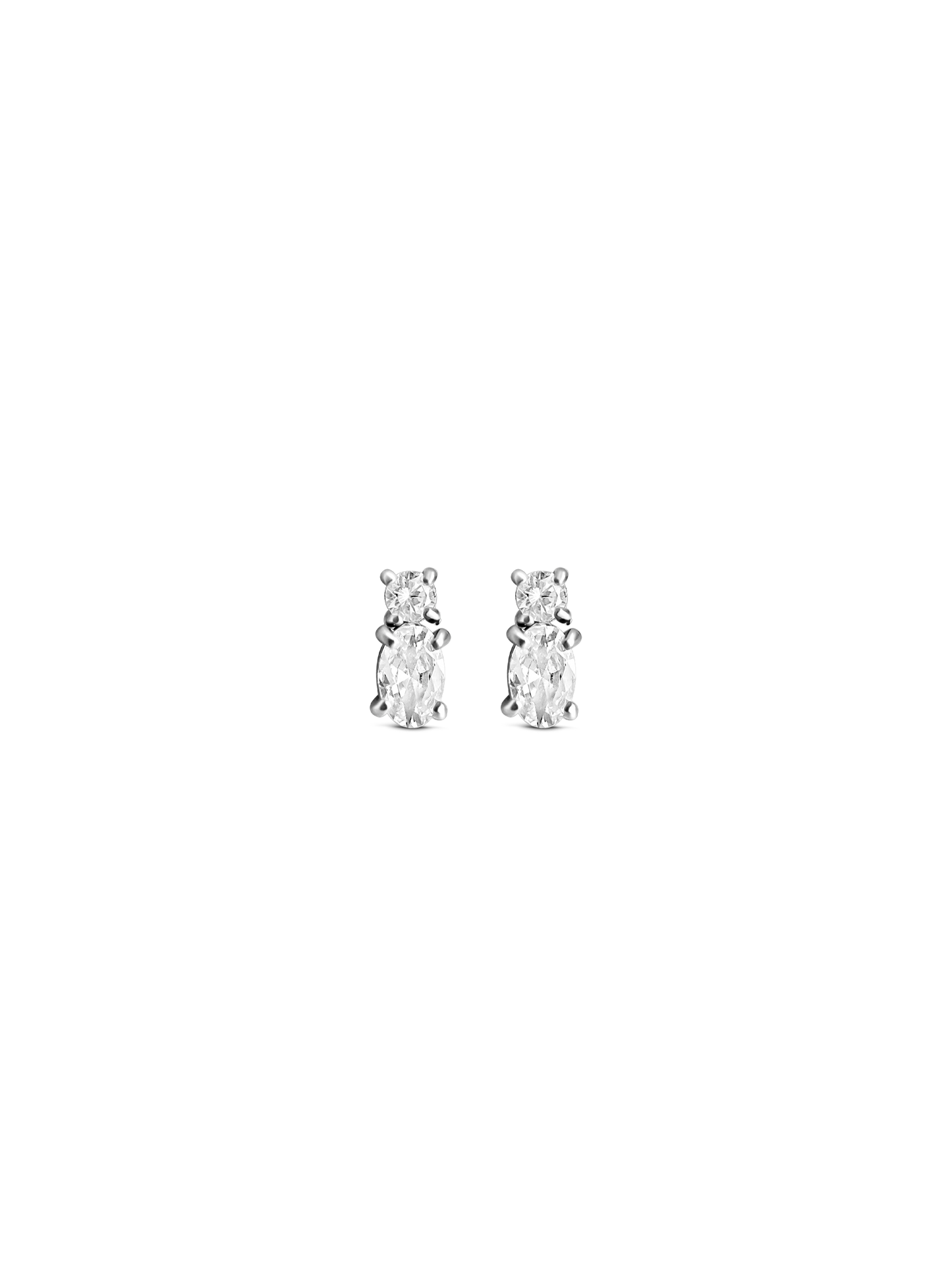 oval duo cut stud 925 silver plated stainless steel