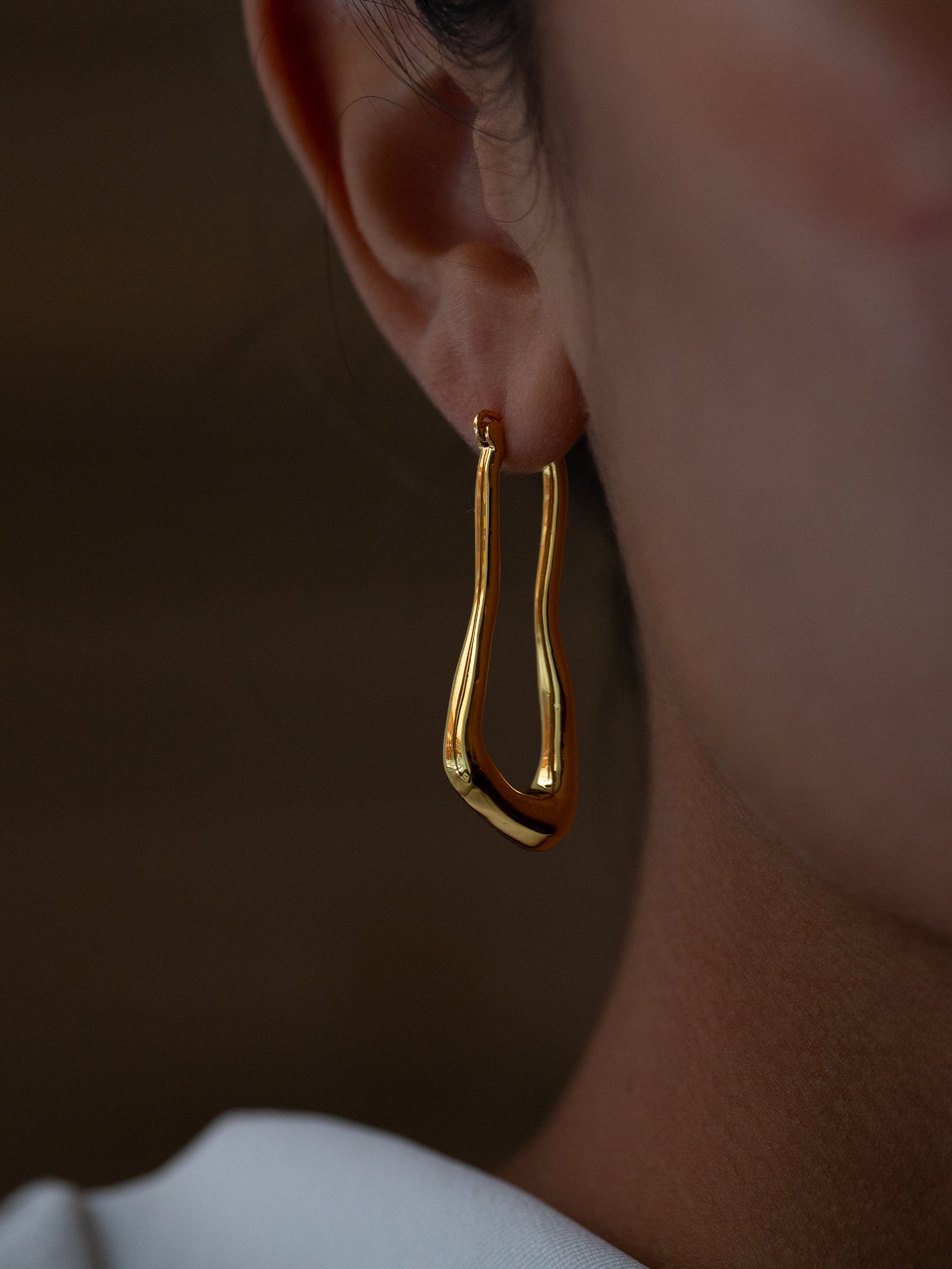 Oval Loop Hoops made in 18k gold plated brass