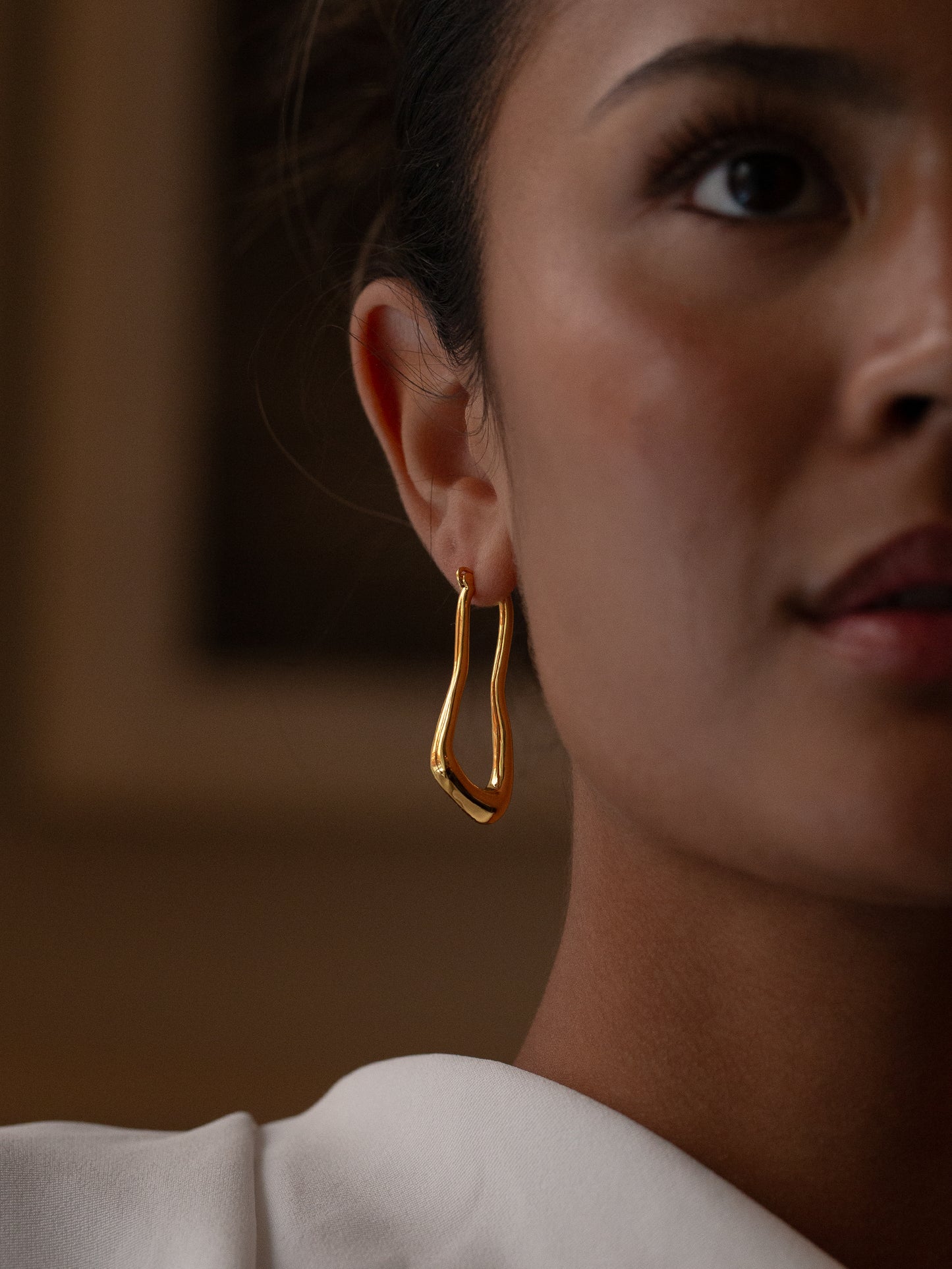 Oval Loop Hoops made in 18k gold plated brass