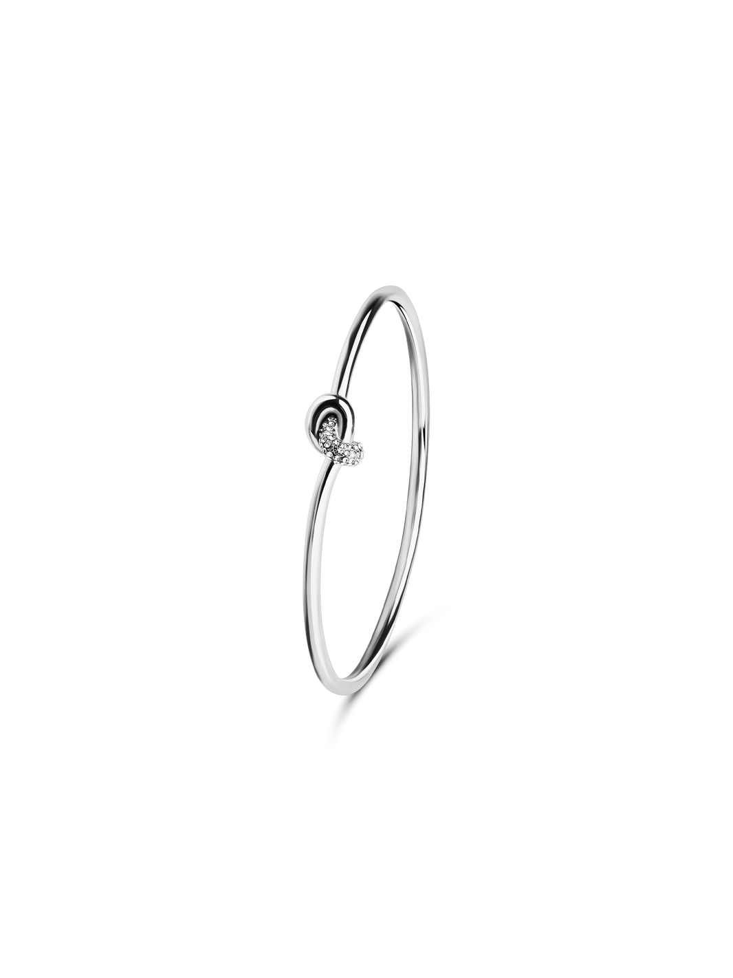 pave knot bangle bracelet 925 silver plated stainless steel