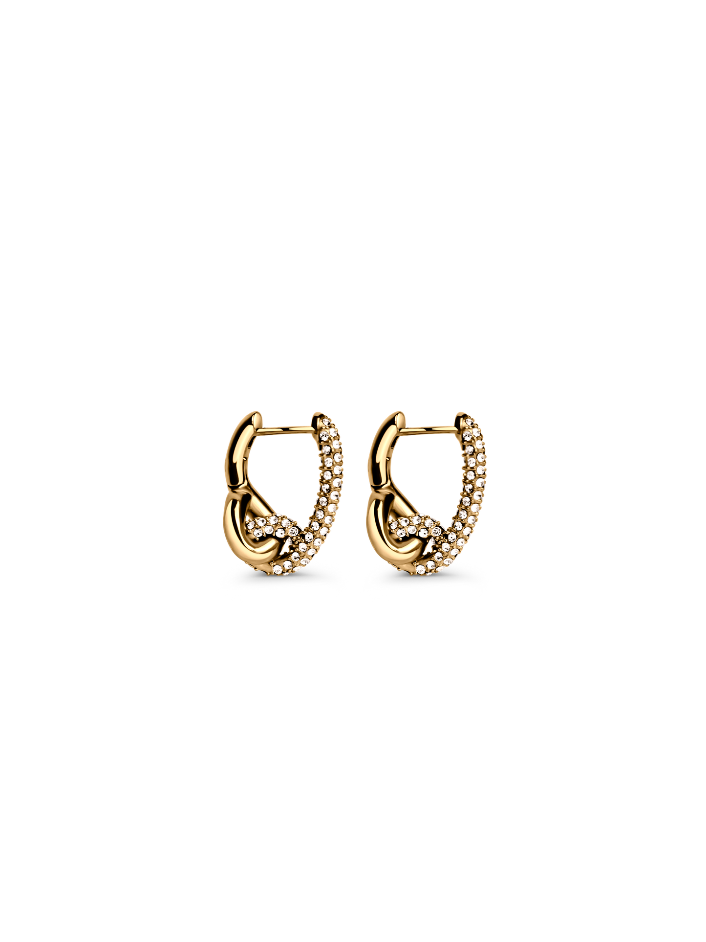 pave knot earrings 18k gold PVD plated steel