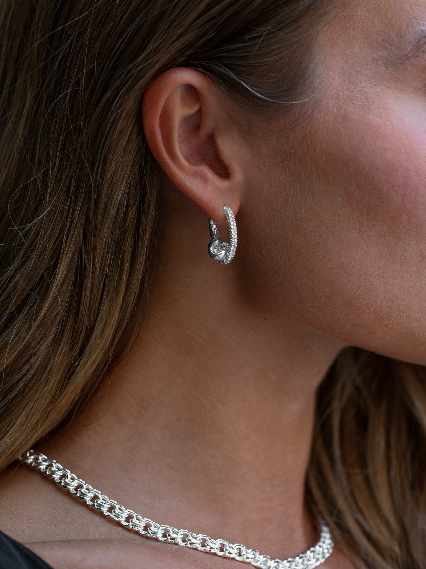 Pavé Knot Earrings Silver