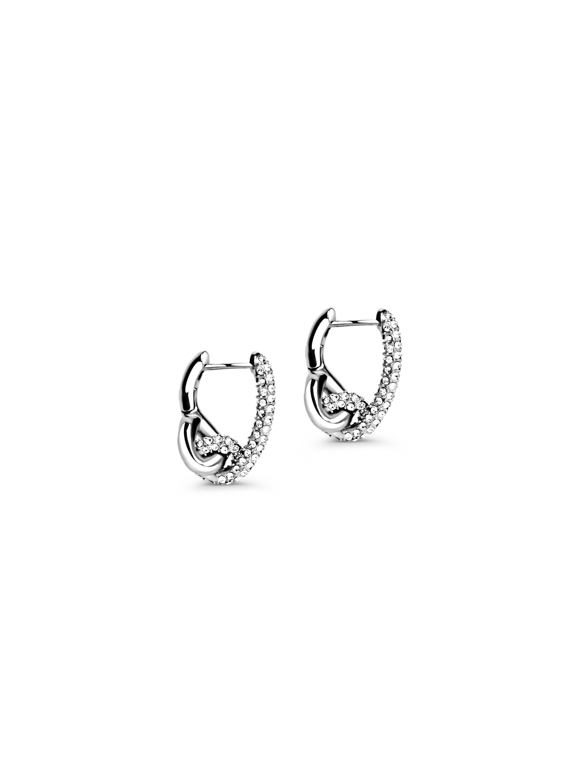 pave knot earrings 925 silver plated steel