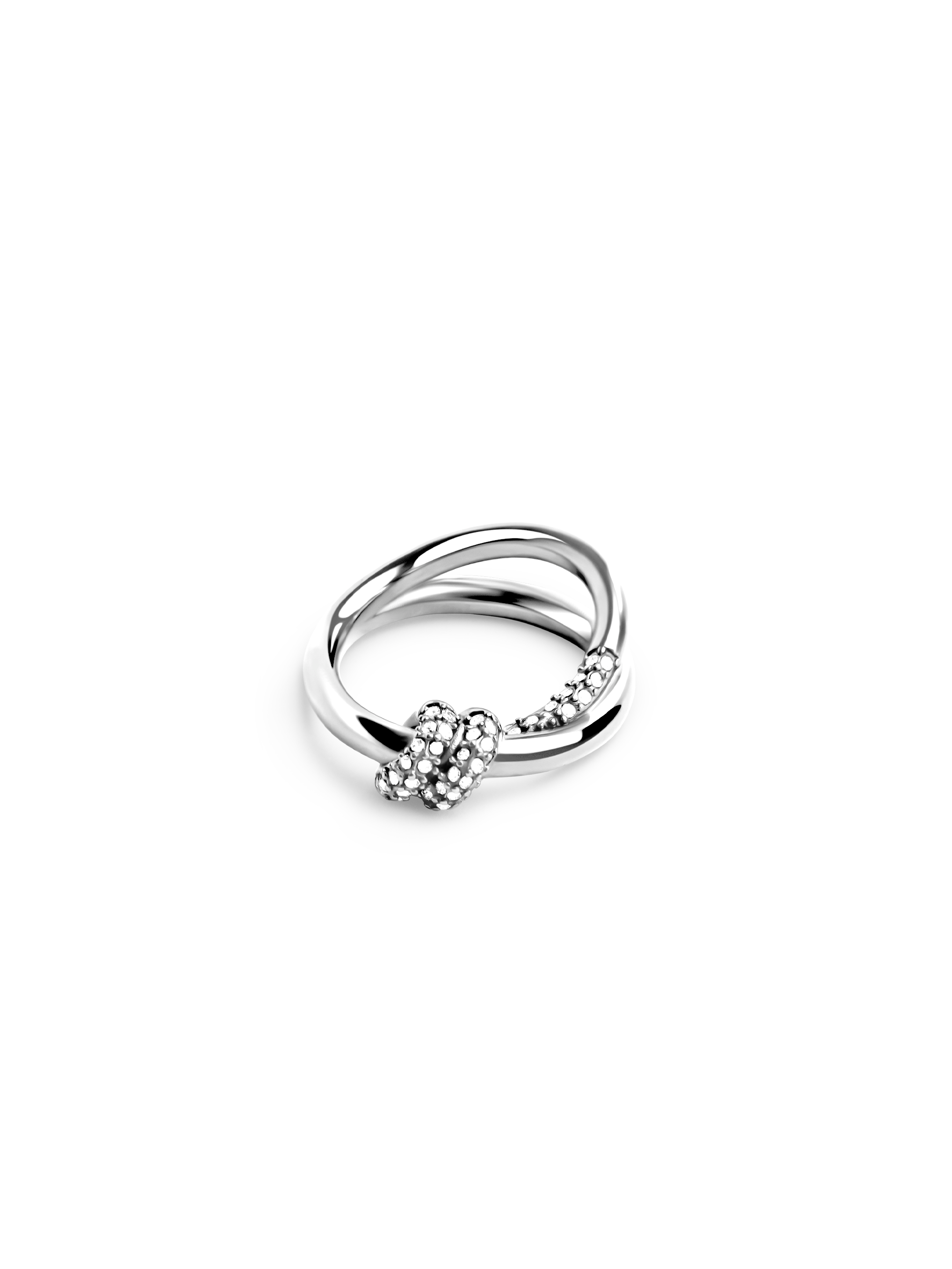 pave knot ring 925 silver plated steel