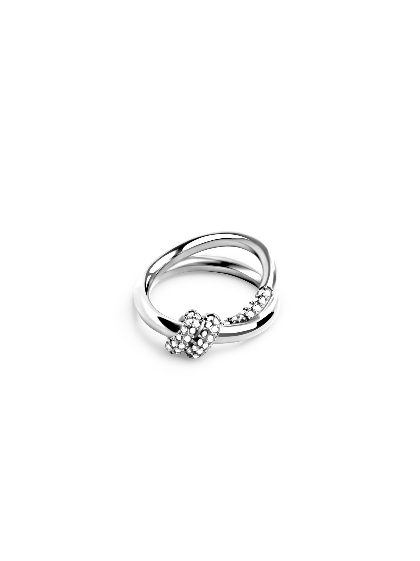pave knot ring 925 silver plated steel