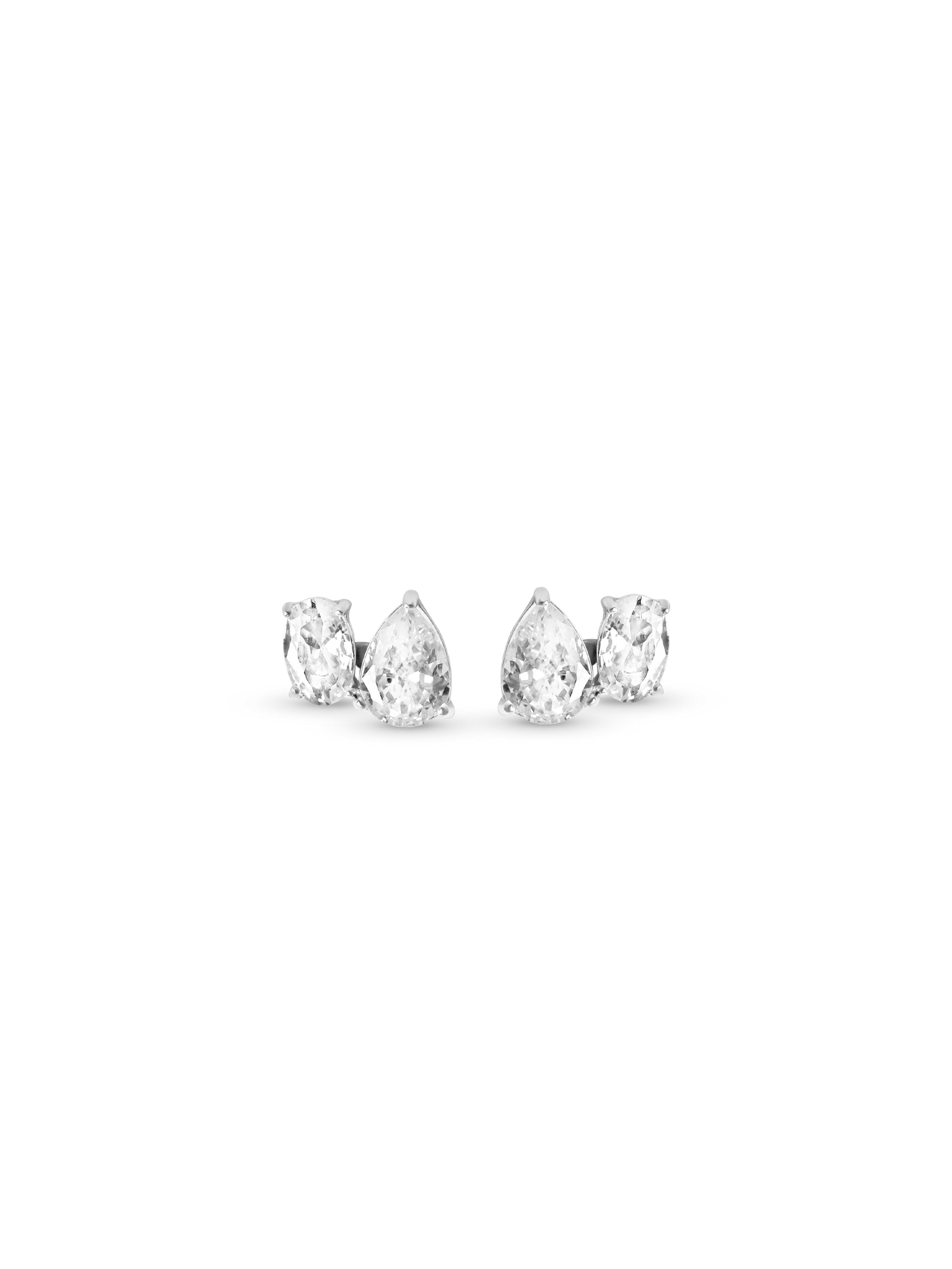 Pear Duo Stud Silver
