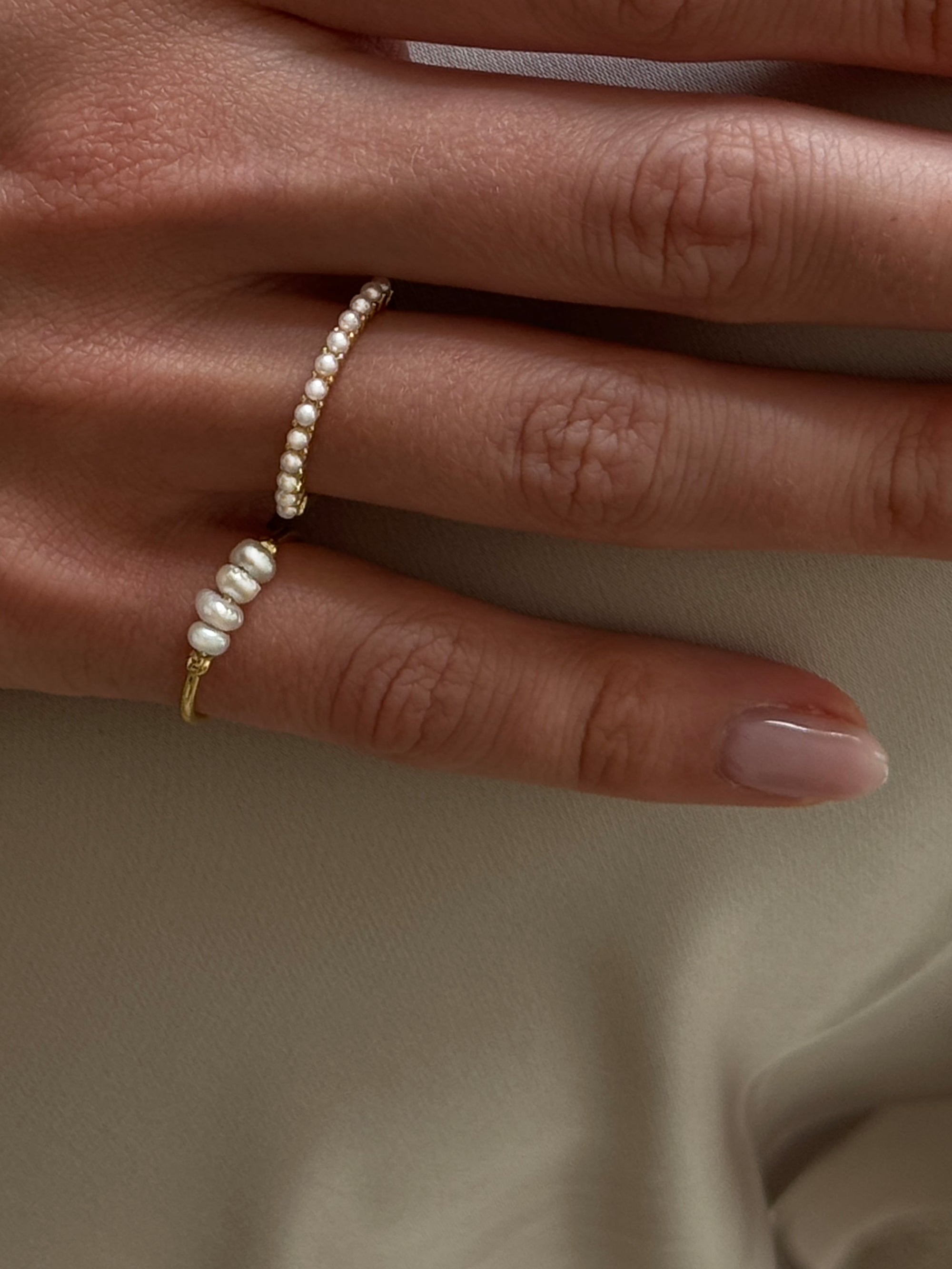 pearl ring 18k gold plated brass