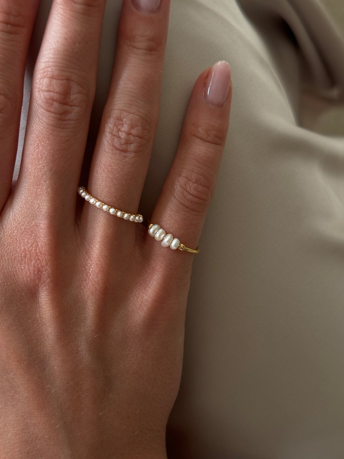 pearl ring 18k gold plated brass