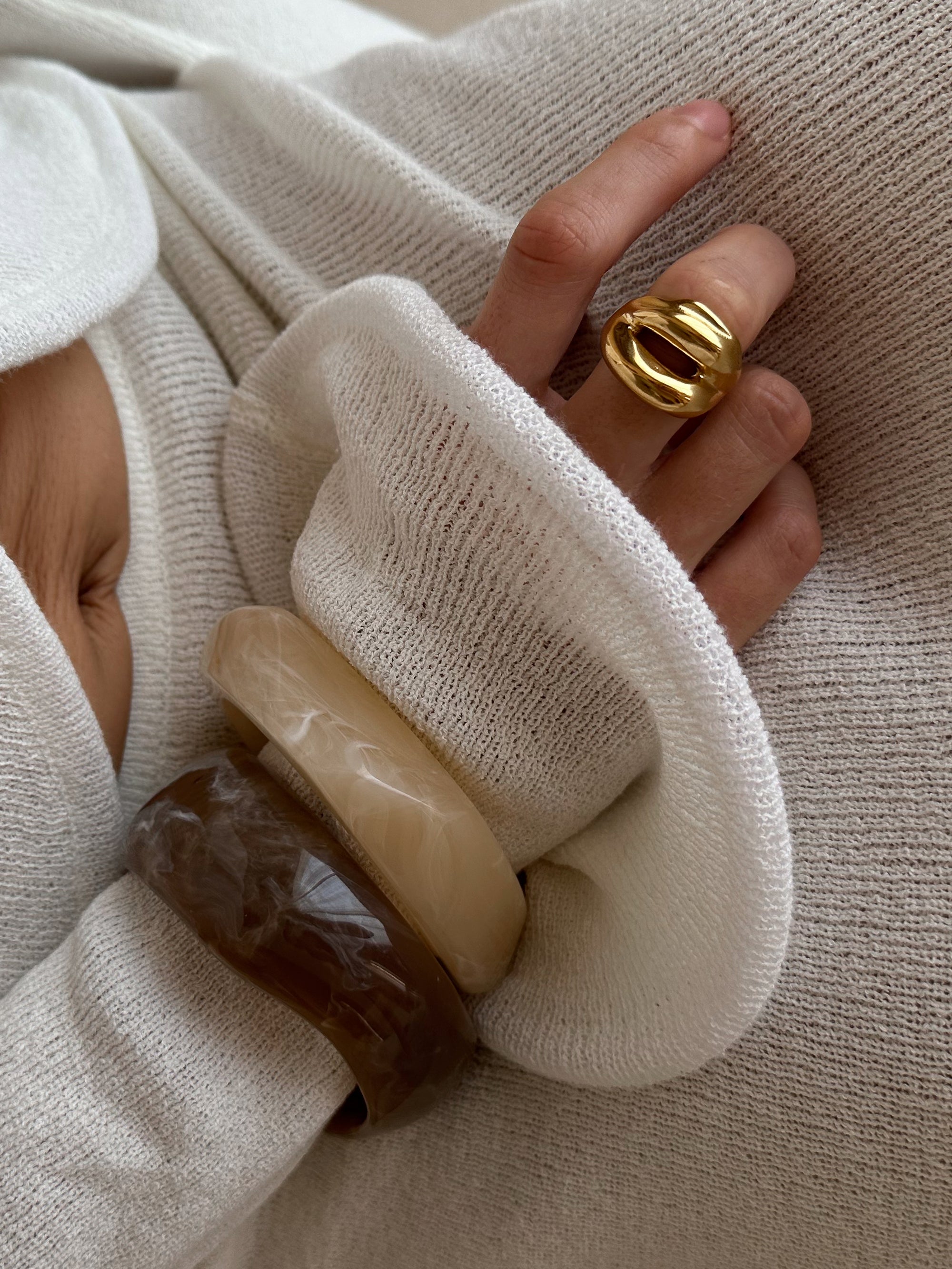 terra duo ring waterproof 18k gold PVD plating, resin bangle bracelets