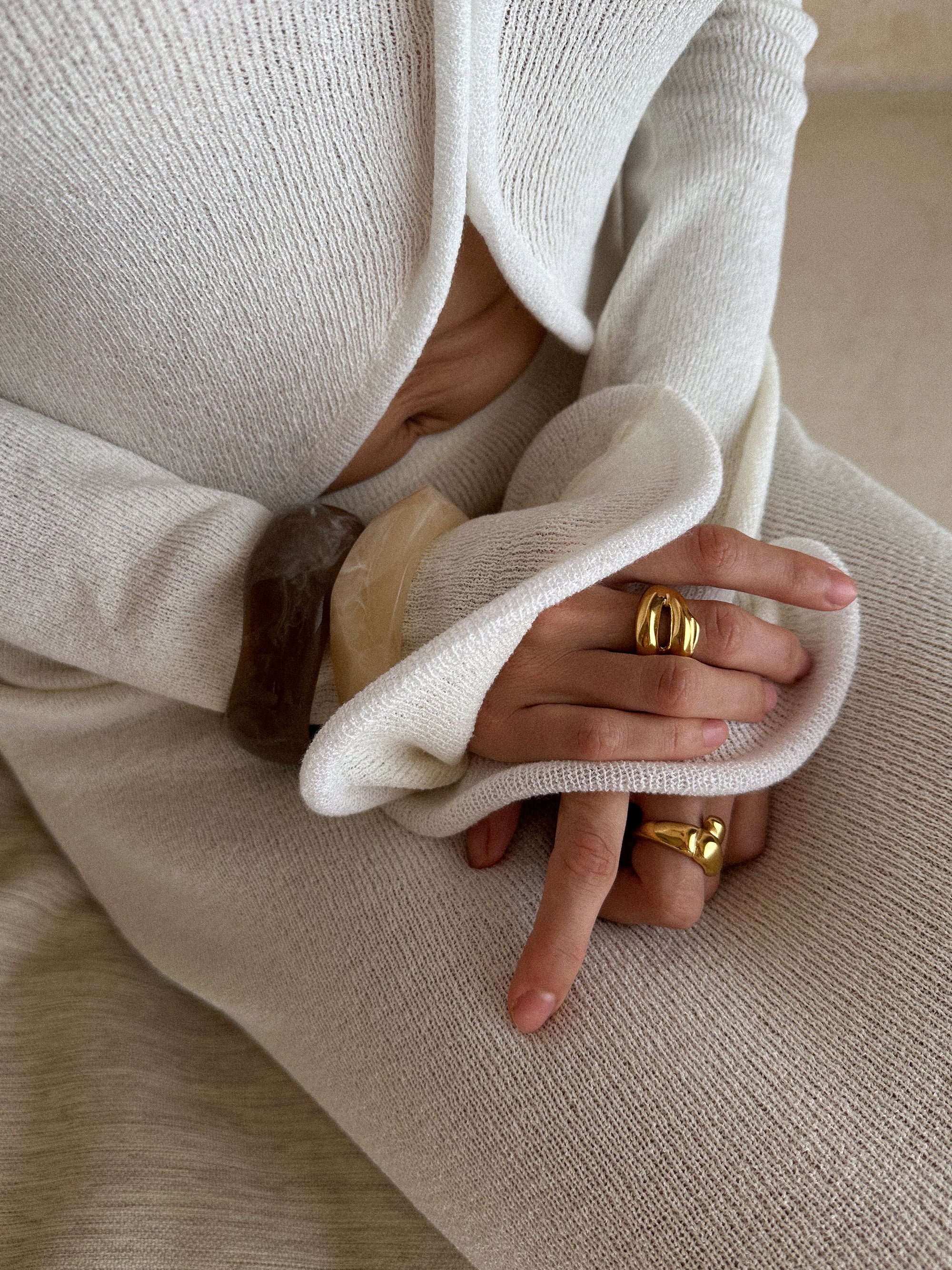 terra duo ring, dune duo ring waterproof 18k gold PVD plating, resin bangle bracelets