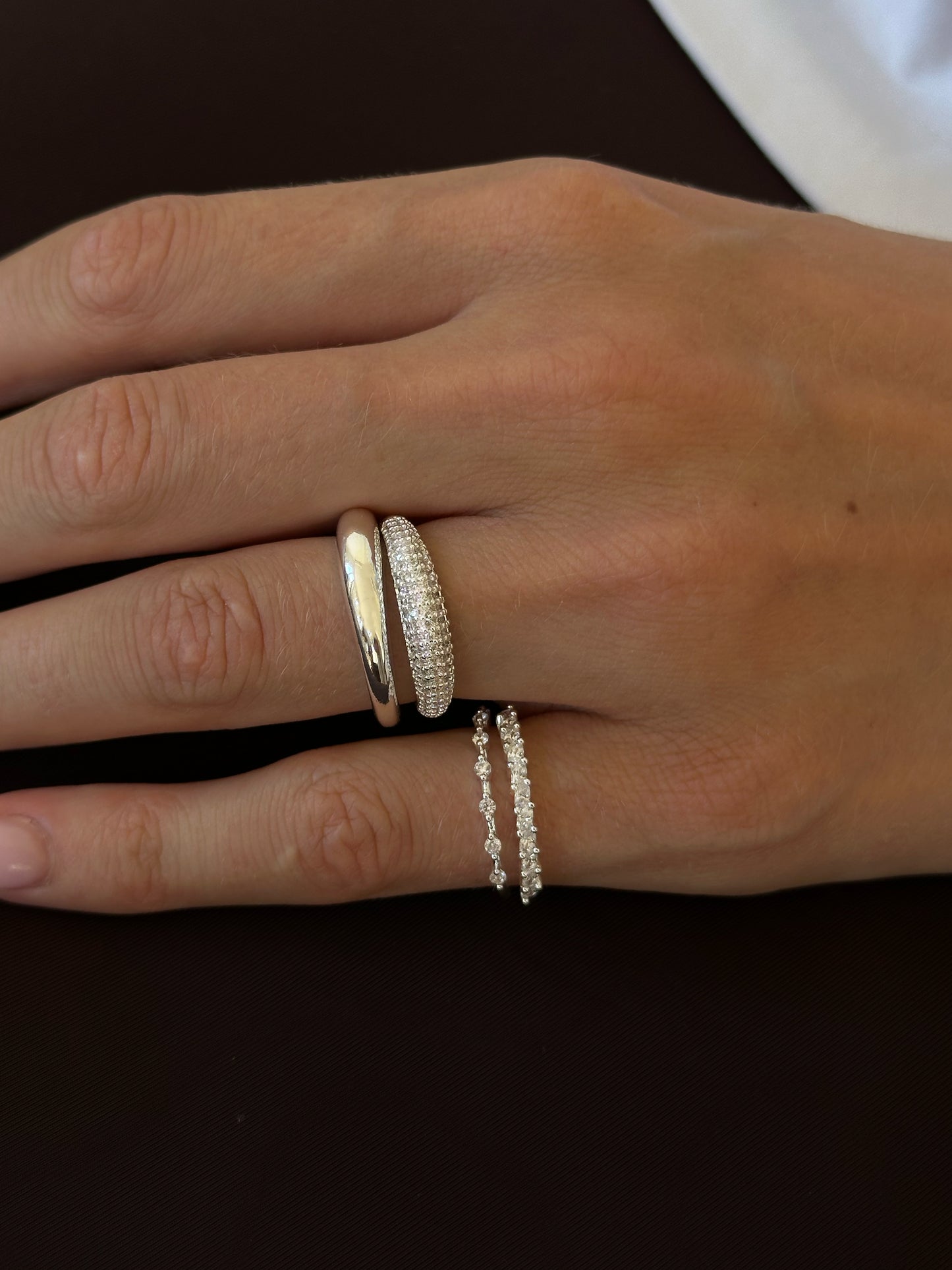 thin zirconia stacker ring set 925 silver plated brass