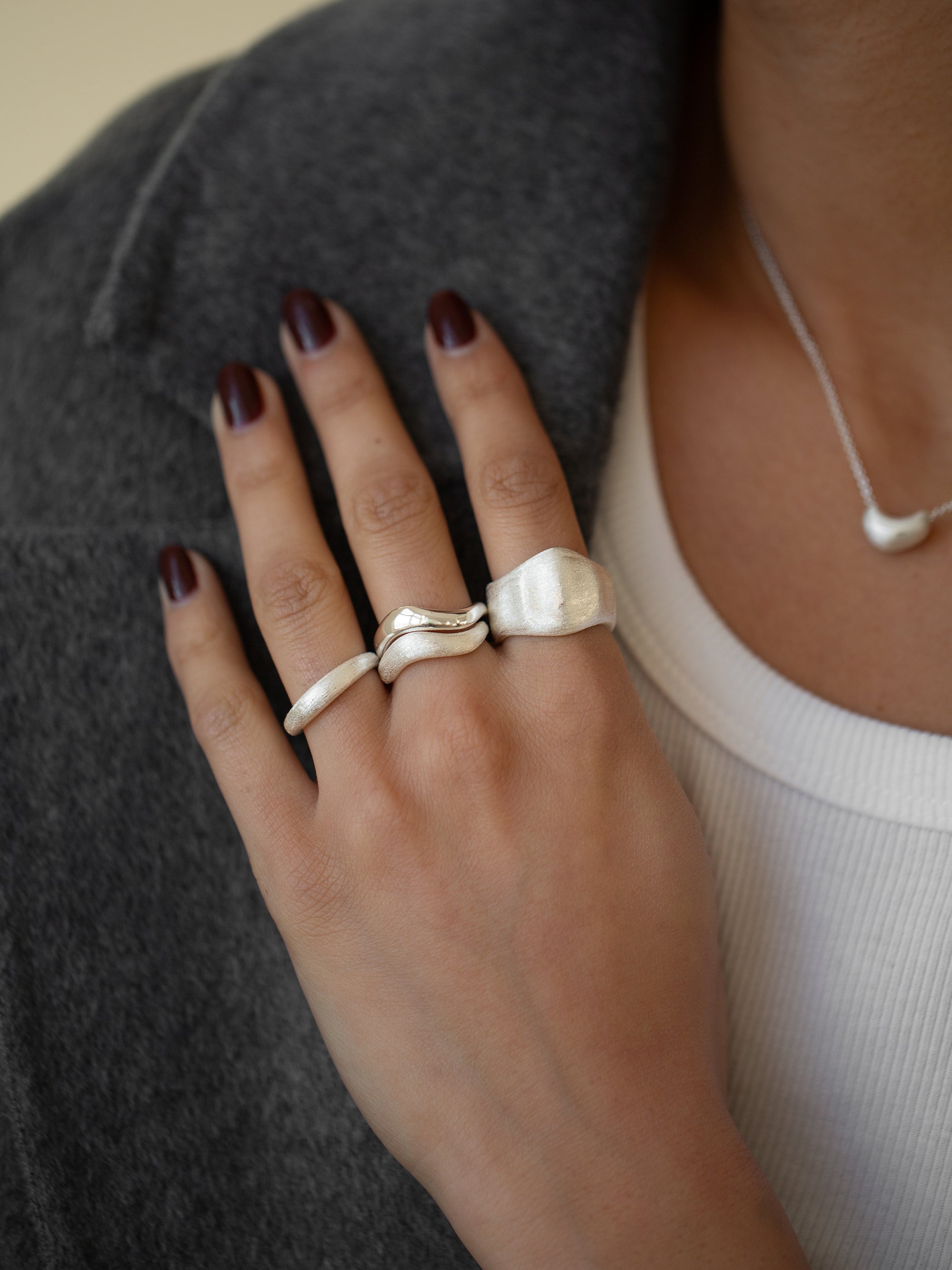 brushed ring 925 silver plated brass