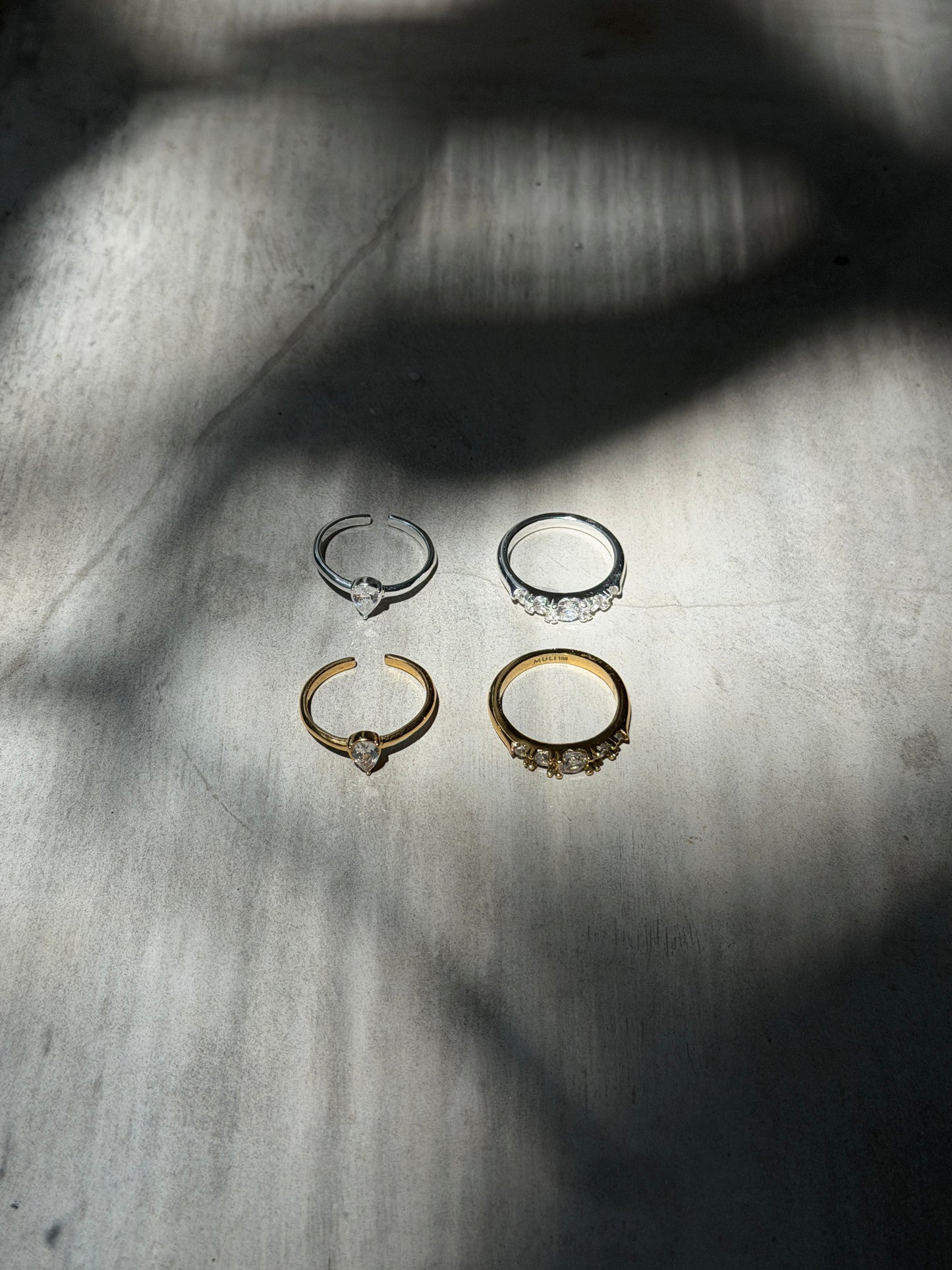 Adjustable Drop Ring Silver