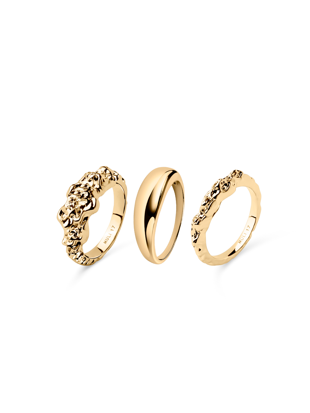 Sleek & Structured Ring Set Gold
