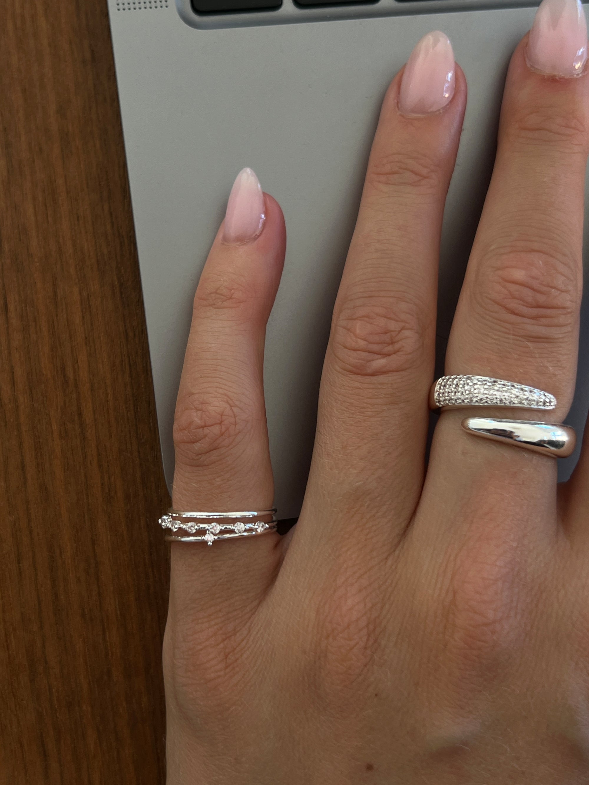 solo zirconia stacker ring 925 silver plated brass