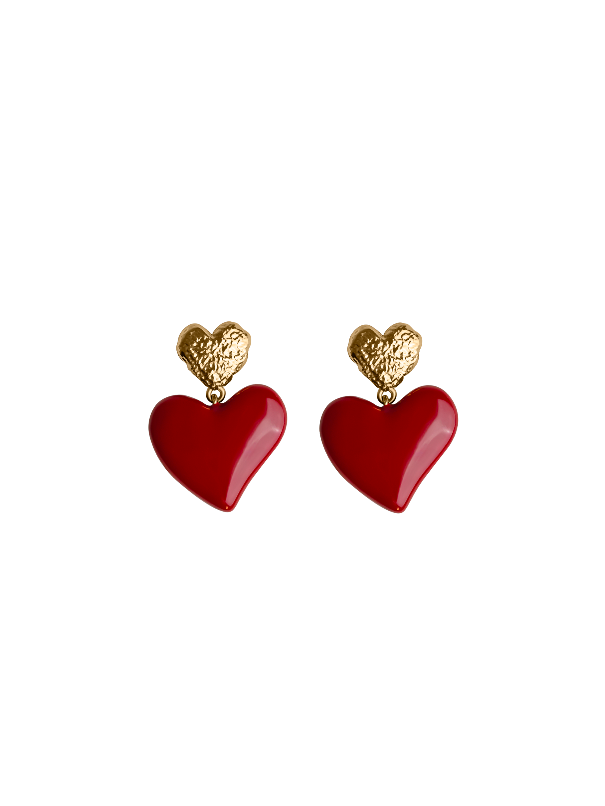 scarlet heart earring waterproof 18k gold PVD plated brass