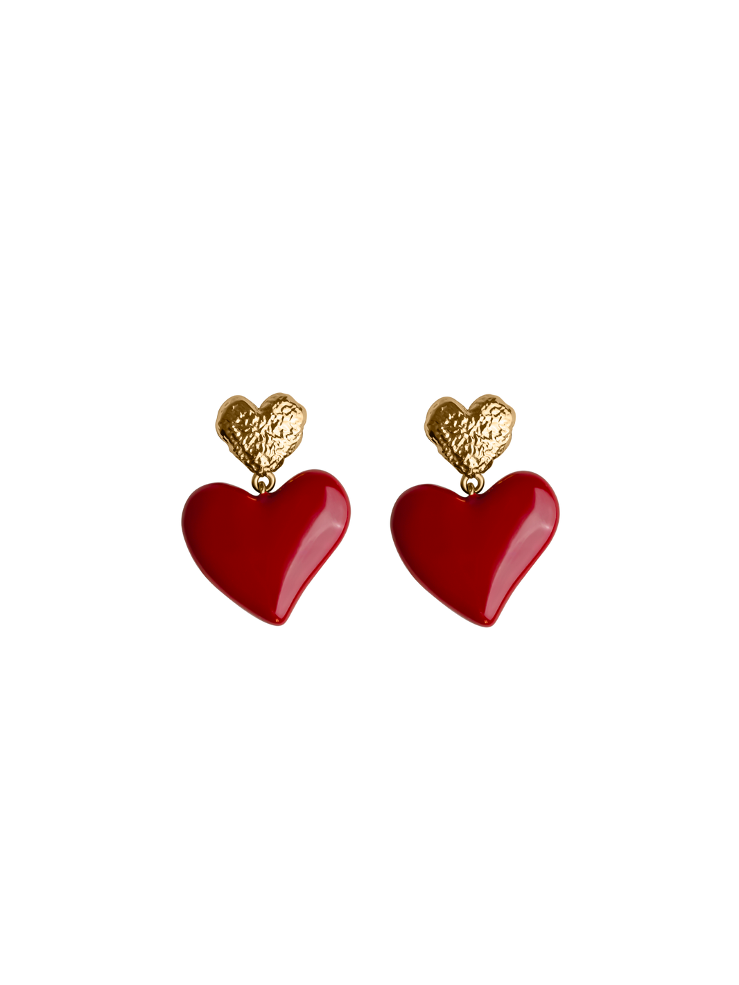 scarlet heart earring waterproof 18k gold PVD plated brass