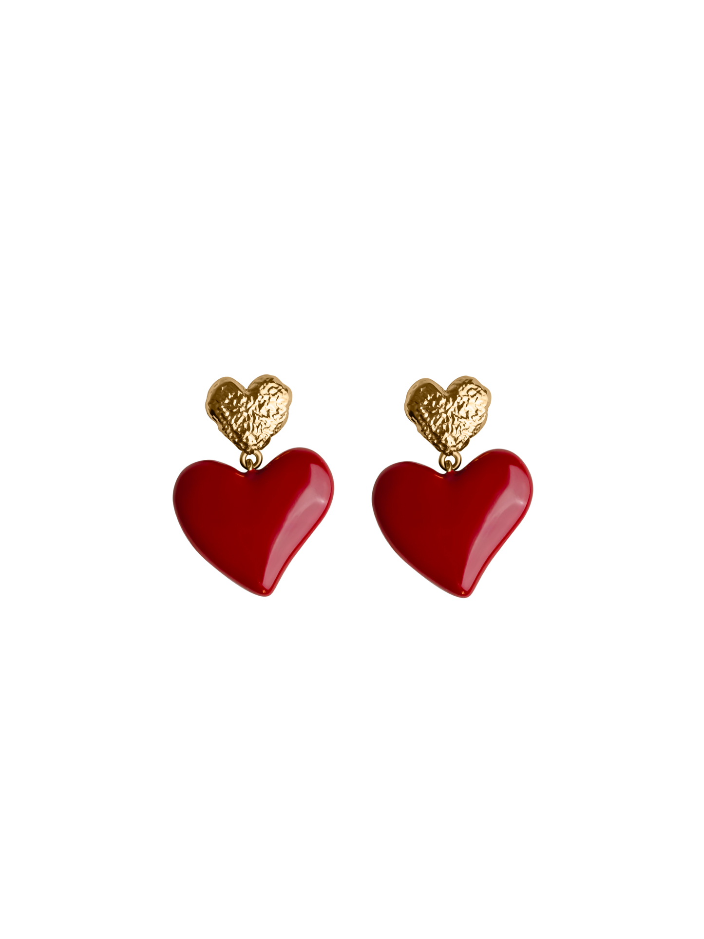 scarlet heart earring waterproof 18k gold PVD plated brass